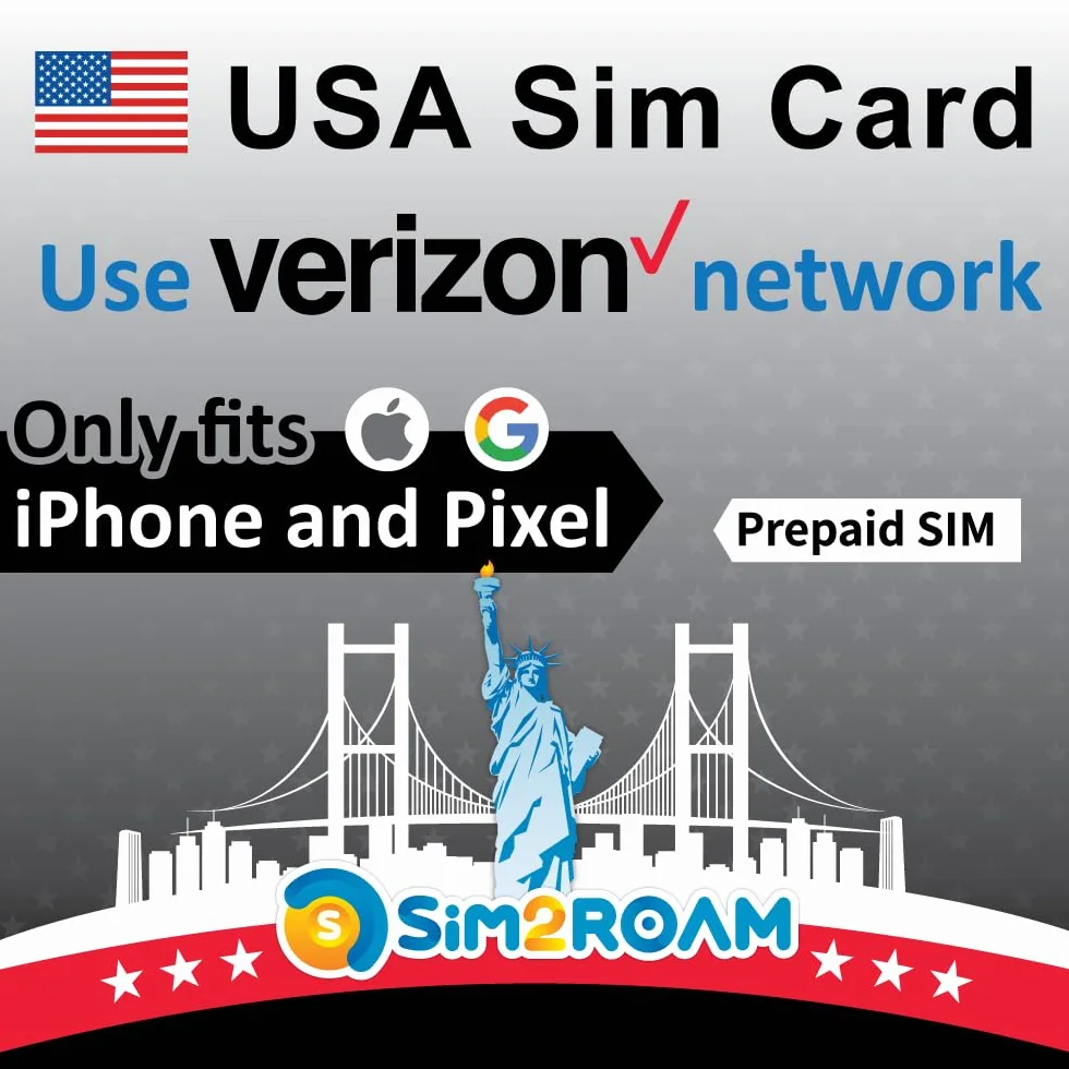 Karta SIM Verizon USA 28 dni|Nieograniczone dane/połączenia/SMS-y 5G/4G LTE w USA|500mb/dzienne dane w Kanadzie i Meksyku|25 GB Hotspot|Możliwość ponownego napełnienia! — Najlepszy odbiór