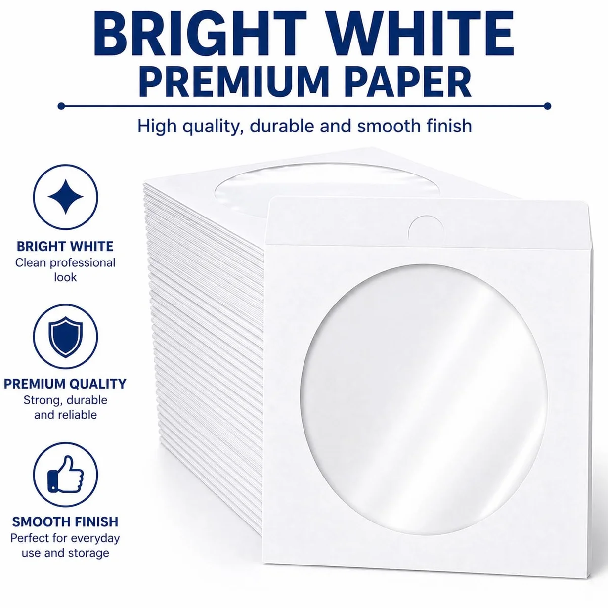DragonTrading Lot de 50 enveloppes en papier blanc pour CD/DVD/Bluray avec fenêtre transparente