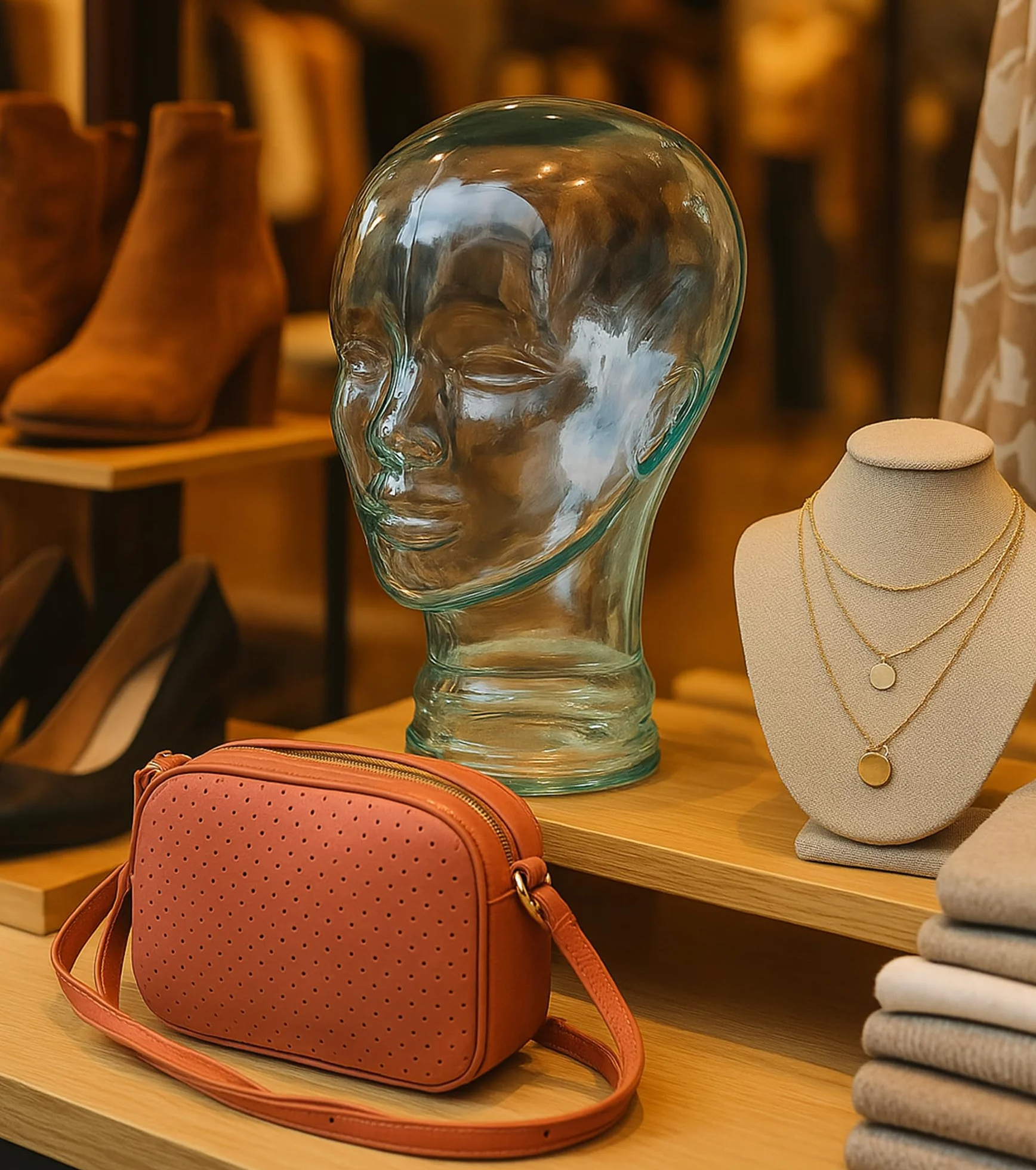 Tête de Mannequin décorative en Verre recyclé - Présentoir pour Accessoires