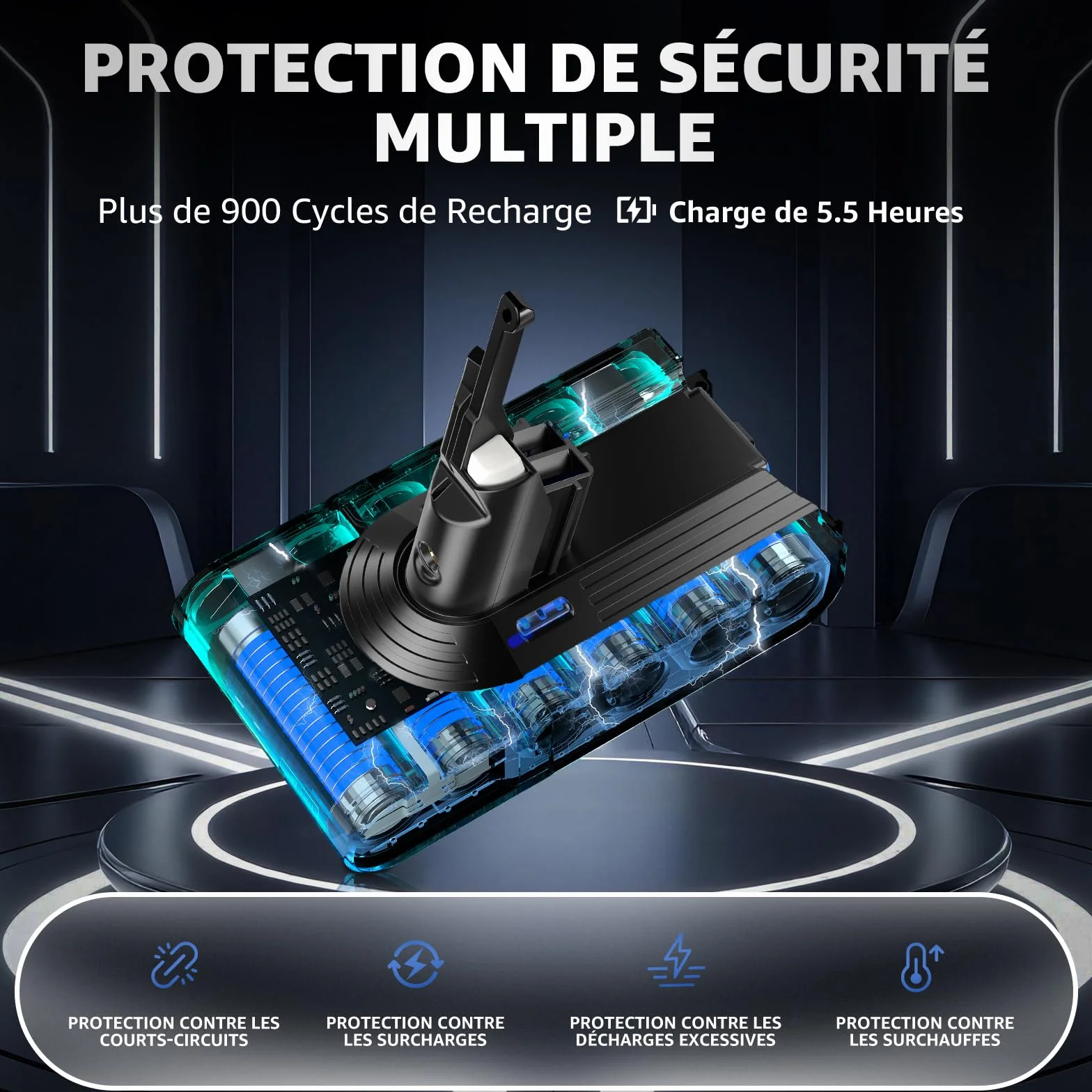 EGR Améliorée V8 Batterie Compatible Dyson V8 Absolute Animal Motorhead Fluffy SV10 Aspirateur avec 5 Filtres