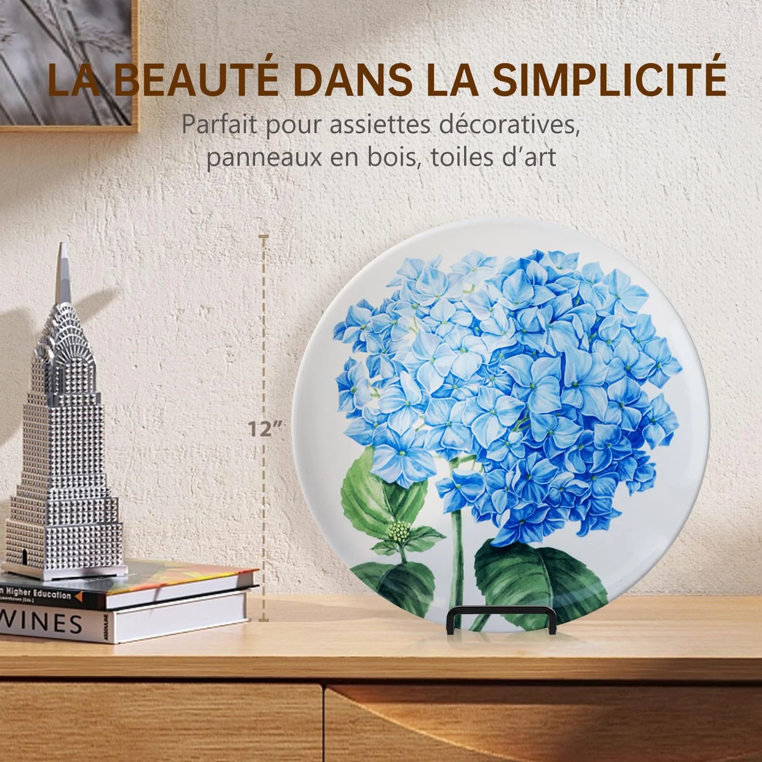 Chevalet Support Présentoir Porte Assiette Métal Noir 20,5 cm pour Plaque Décoration Photo Livre Cuisine