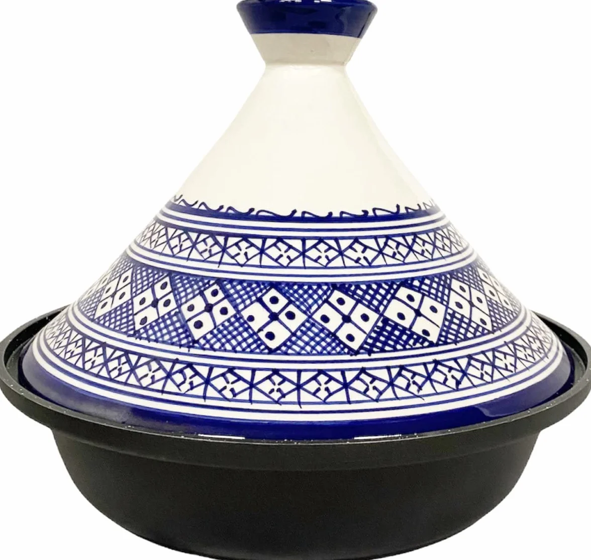 Tajine Fes Ø30cm - Induction – Céramique colorée faite à la main – blanc/bleu