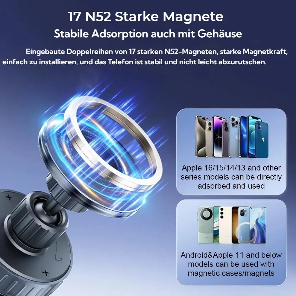 Magnetyczny uchwyt próżniowy na telefon komórkowy, przyssawka, magnetyczny uchwyt samochodowy z przyssawką do gładkich powierzchni, takich jak samochody, kuchnie, biurka (typ C)