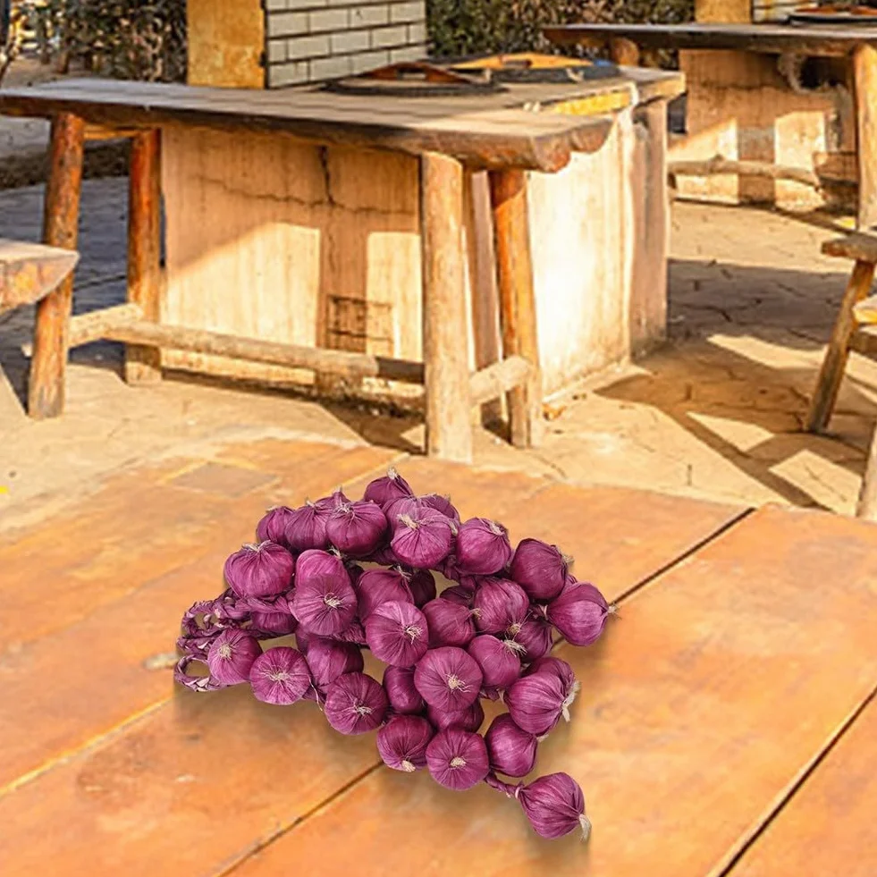 Guirlande d'ail violet décorative, pendentif en céramique, lot de 5 pièces pour salle à manger maison