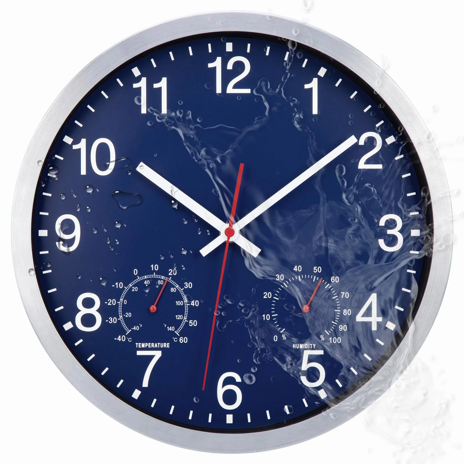 ACCSHINE Horloge Murale Extérieure 30 cm étanche avec Affichage Température Humidité