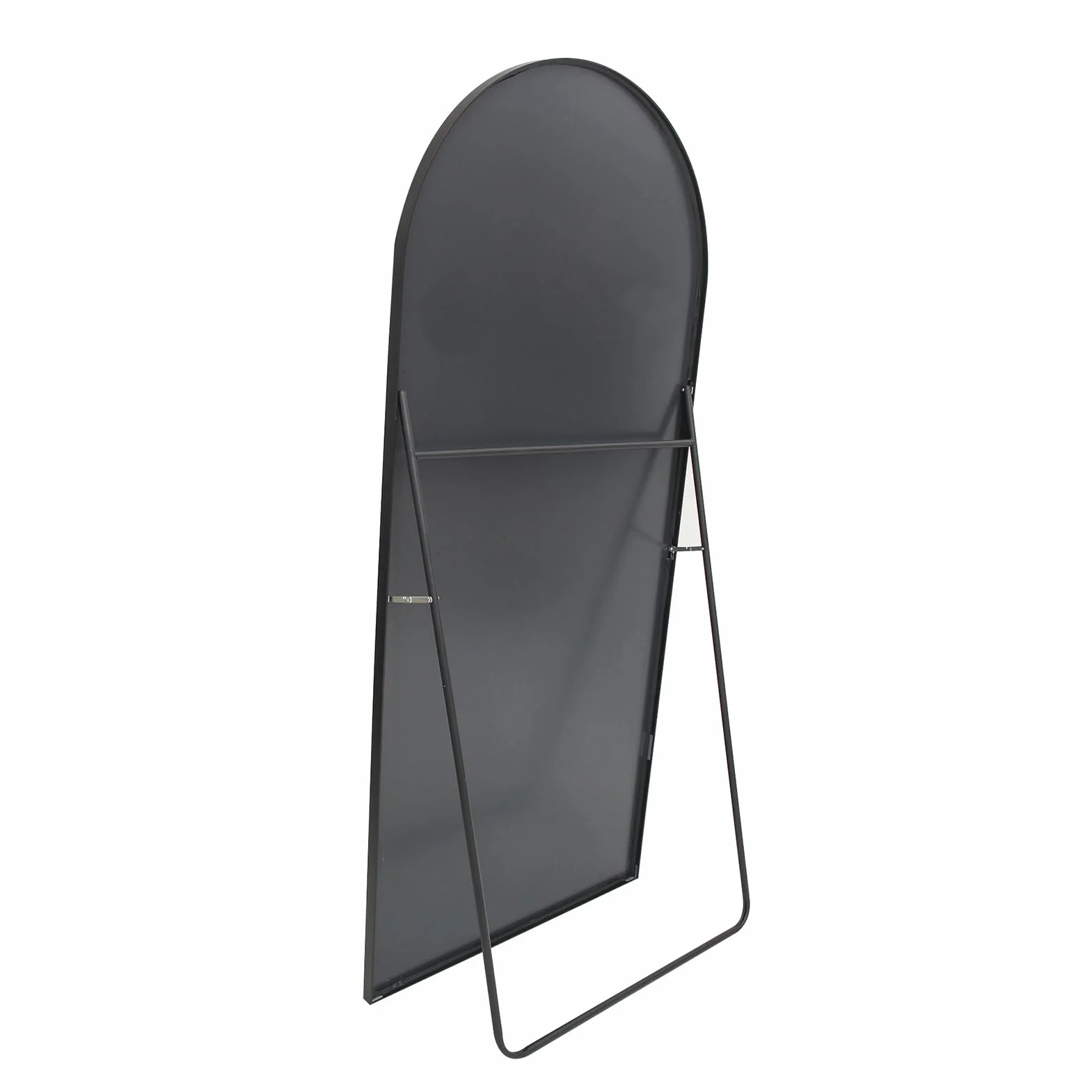 Miroir Complet bombé 165x60 cm sur Pied incurvé Mural Cadre Aluminium Noir