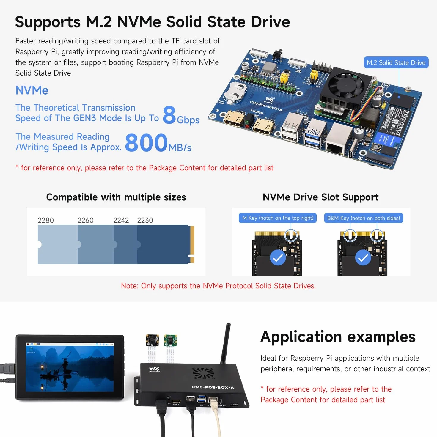 Waveshare Compute Module 5 IO Board, Compatible with All Variants of Raspberry Pi CM5, with PoE Feature, Bundle with PoE Base Board + Case + Power Supply Adapter
