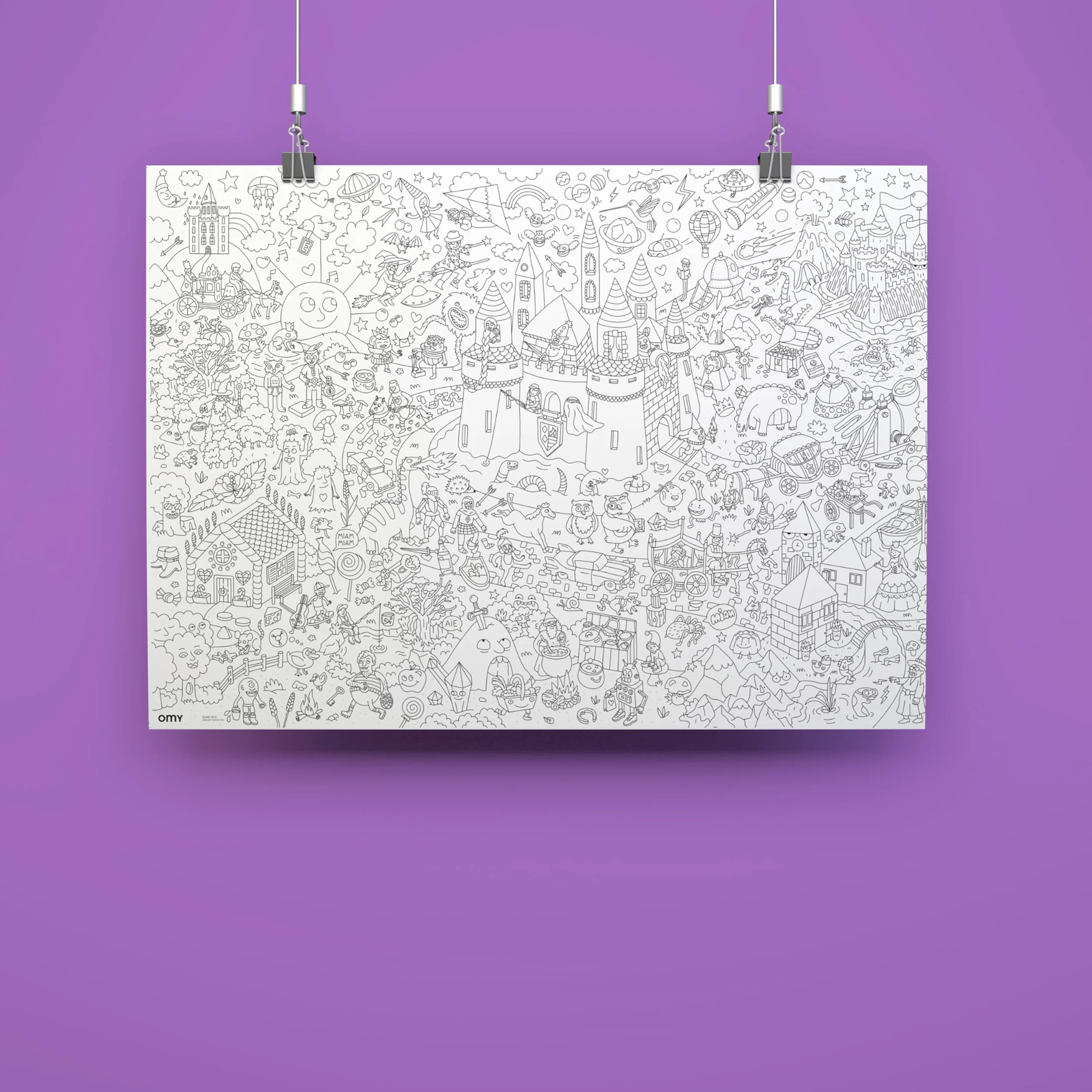 OMY Poster Géant à Colorier Magic 100 x 70 cm Encadrable Papier 120 g/m² Fabriqué en France