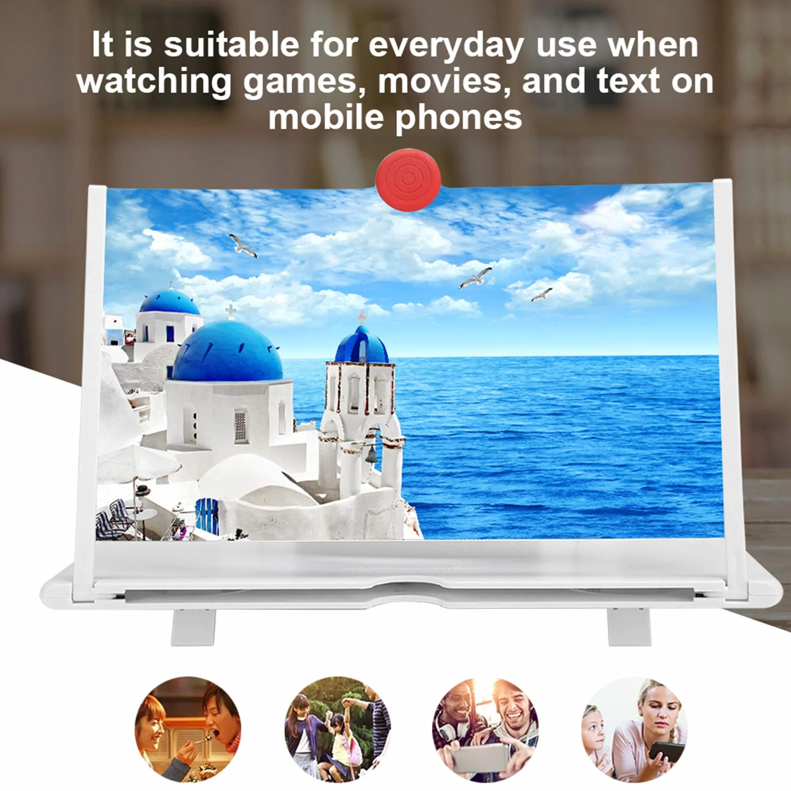 12-calowy Duży Ekran Wzmacniacza do Telefonu Komórkowego 3D HD Ekran Telefonu Komórkowego Lupa, Składany Ekran Projekcyjny do Telefonu Komórkowego Projektor do Filmów, Wideo i