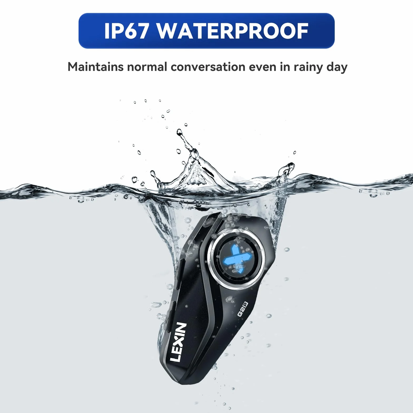 LEXIN G2P Motocyklowe Zestawy Słuchawkowe Bluetooth, 2-6 osób Motocyklowy System Komunikacji Bluetooth Domofon,Waterproof, FM Radio, Pojedyncze opakowanie