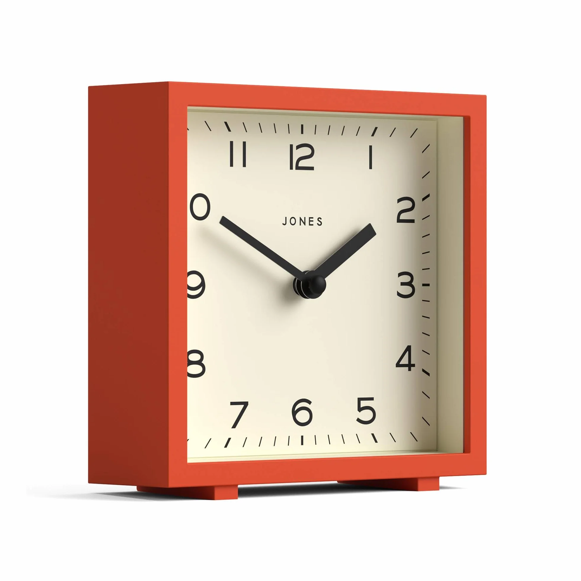 JONES CLOCKS® Disco Horloge de Bureau | Motif carré élégant | Orange | Stylé et Facile à Lire pour l’étagère, la Table, la cheminée ou la Table de Chevet