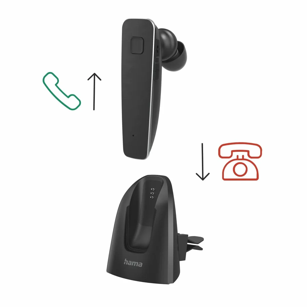 Hama Zestaw słuchawkowy Bluetooth "MyVoice2100", One-Ear (Mono Headset Bluetooth 5.0, akumulator 80 h, bezprzewodowy zestaw słuchawkowy do 2 urządzeń, pałąk na ucho S/L, idealny dla osób noszących