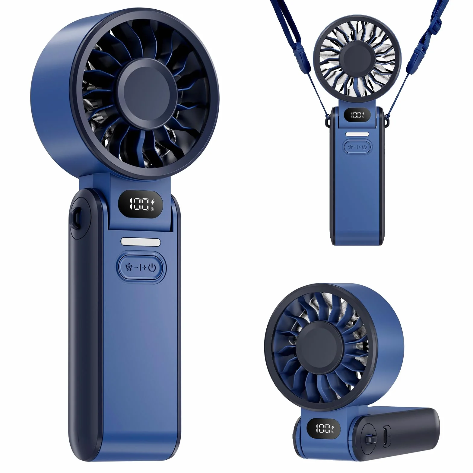 Ventilateur Portable Rechargeable USB Silencieux 4000 mAh Écran LED Pliable