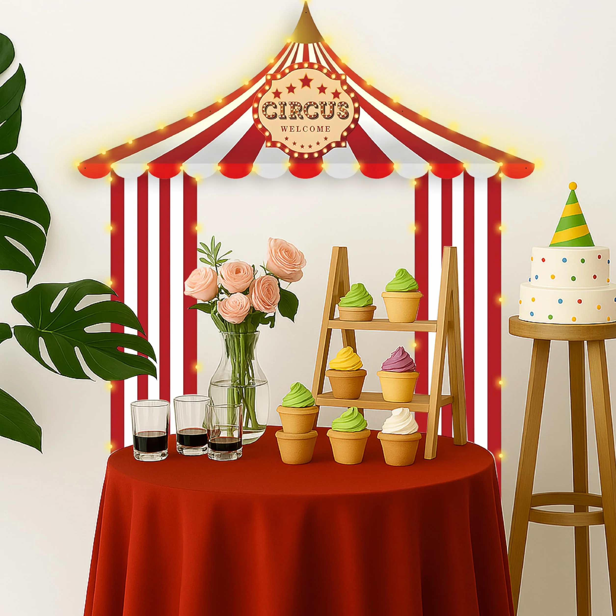 Décoration d'anniversaire Cirque pour mur intérieur 2 m photocall