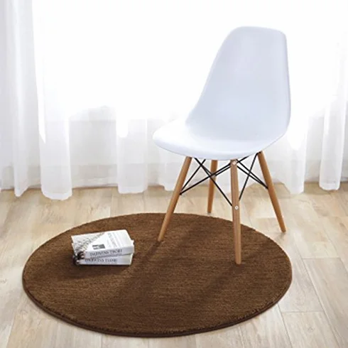 Tapis Rond Antidérapant 80CM Brun Clair Sol Chambre Salon Salle de Bain Cuisine