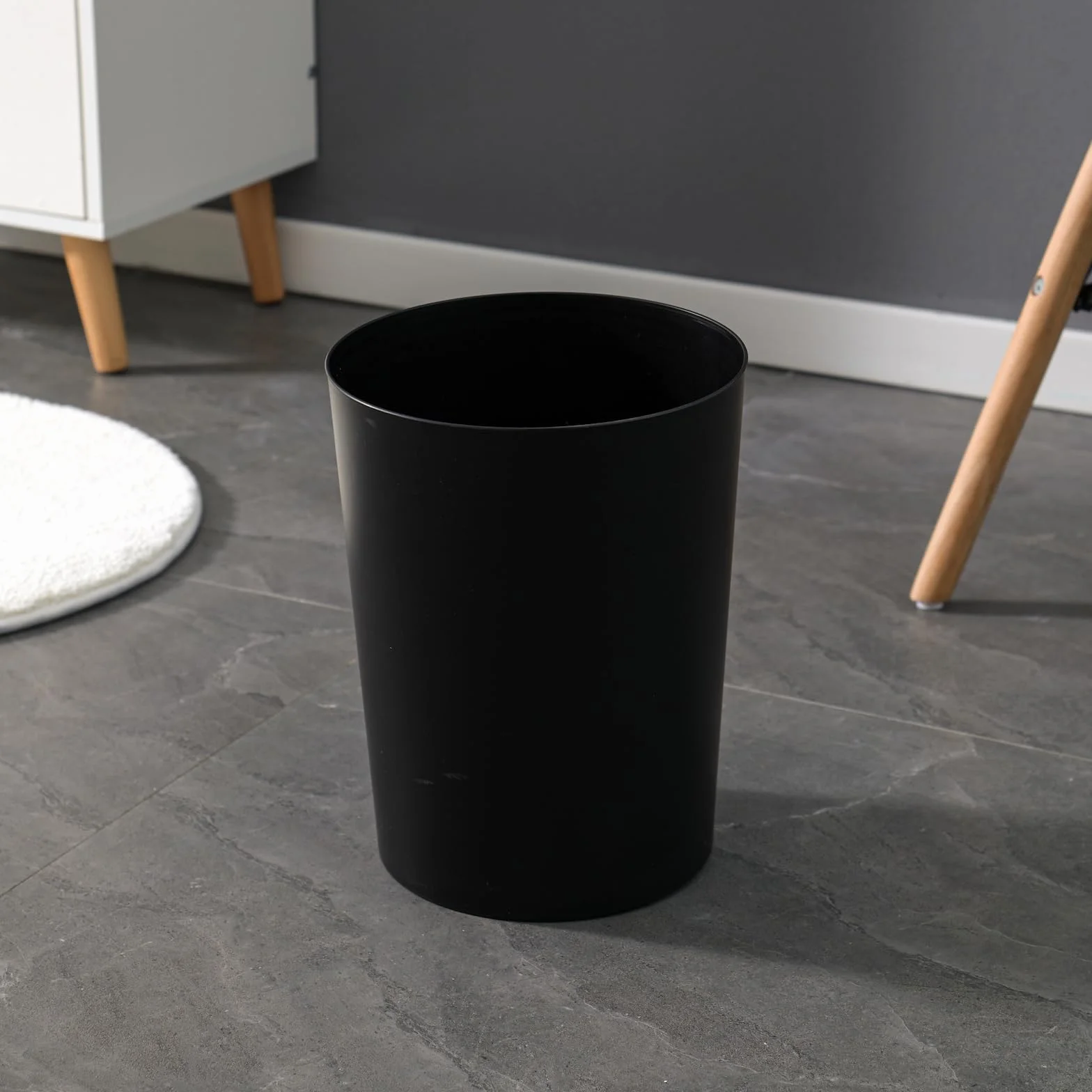 Cetomo Poubelle en Plastique 7.2L Corbeille à Papiers Empilable Noir 3 Pièces