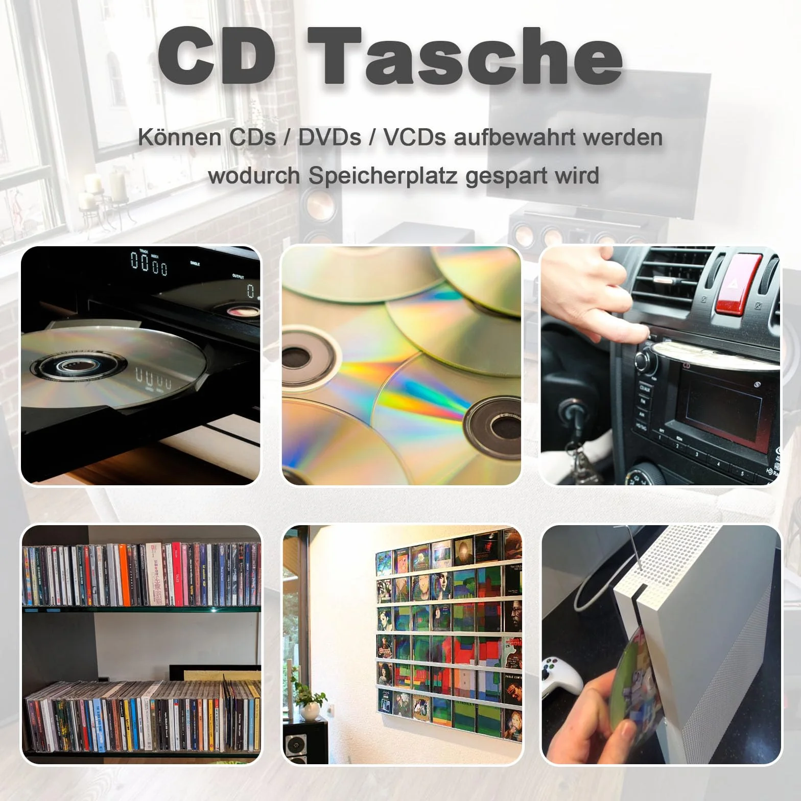 Sac de Rangement pour CD DVD 40 Disques Noir