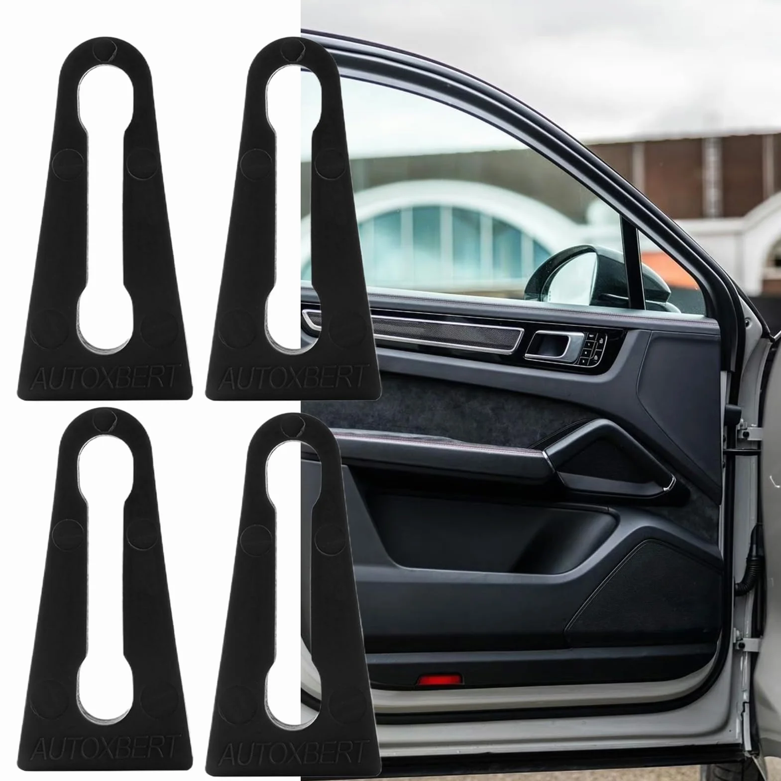 Automotive Door Lock Silencer - Noise Dampening Pad Set | Elastyczna gumowa osłona z poduszką ochronną, Simple Fit for Sedan Doors, SUV, Van Entry, Garage Use and Passenger Ride Enhancement