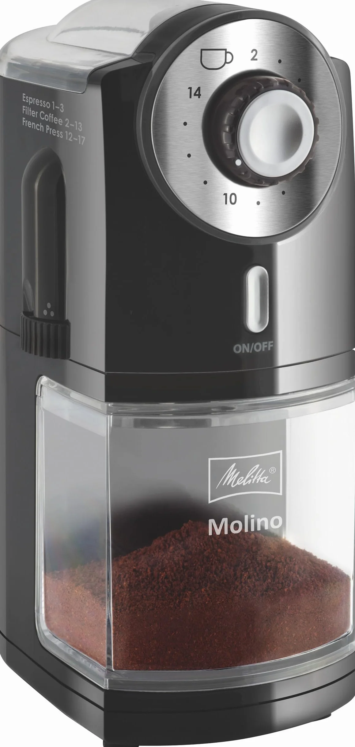 Melitta Moulin à Café Électrique, Molino, Meule Plate, Noir, 1019-02