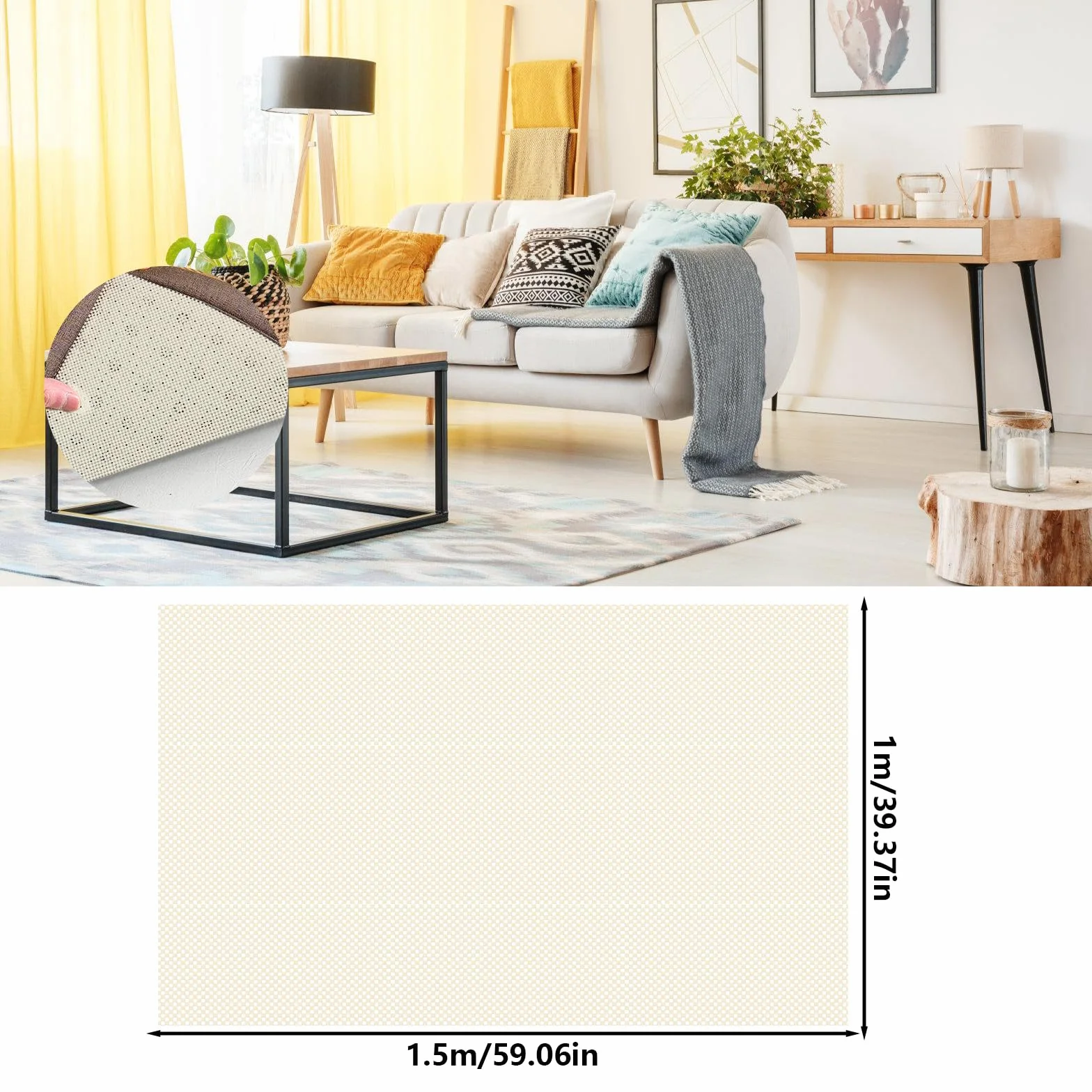 Sous-Tapis Antidérapant PVC 100 x 150 cm Découpable pour Cuisine Étagères Plateau Moquette Blanc
