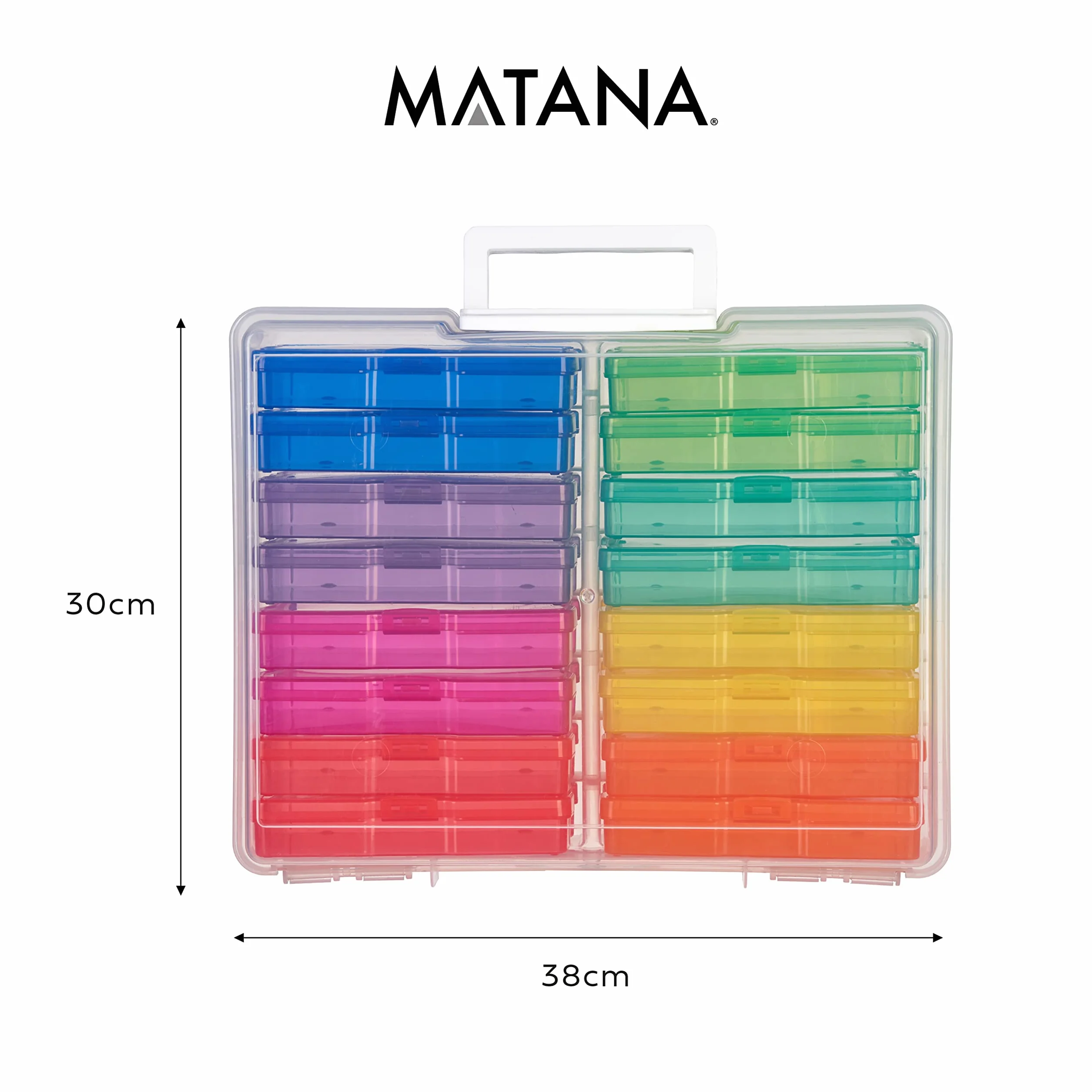MATANA Grande Boîte de Rangement & Organisateur de Photos avec Étiquettes pour 1600 Photos 4R, Travaux Manuels, Autocollants, Timbres & d'autres Petits Objets - Multifonctionnel & Pratique