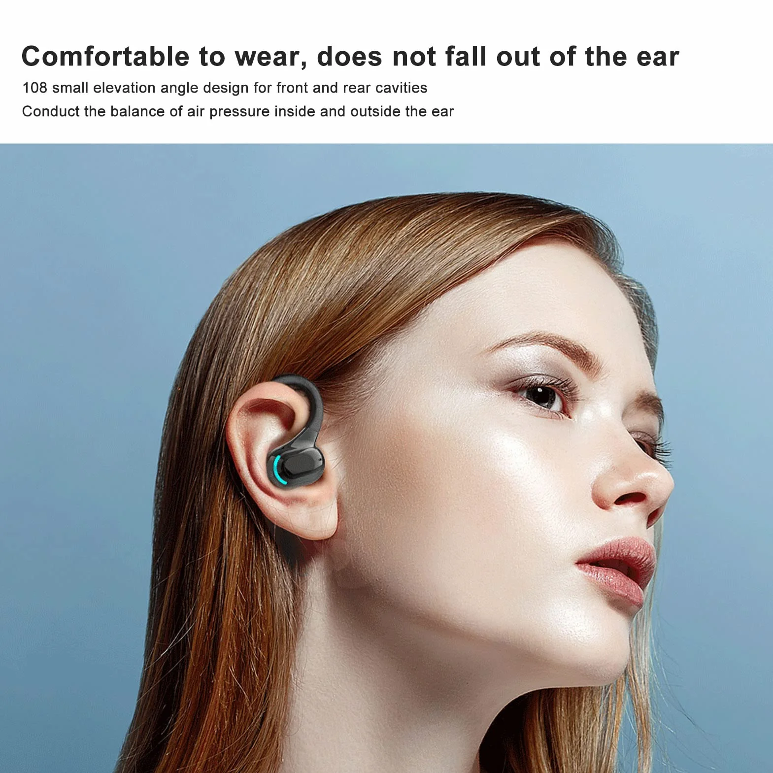 Zestaw Słuchawkowy Bluetooth z Jednym Uchem, Bezprzewodowa Wodoodporna Słuchawka IPX4, Połączenia Wsparcia, Funkcja Budzenia Asystenta Dźwięku, do Biegania, Jazdy, Jazdy na Rowerze
