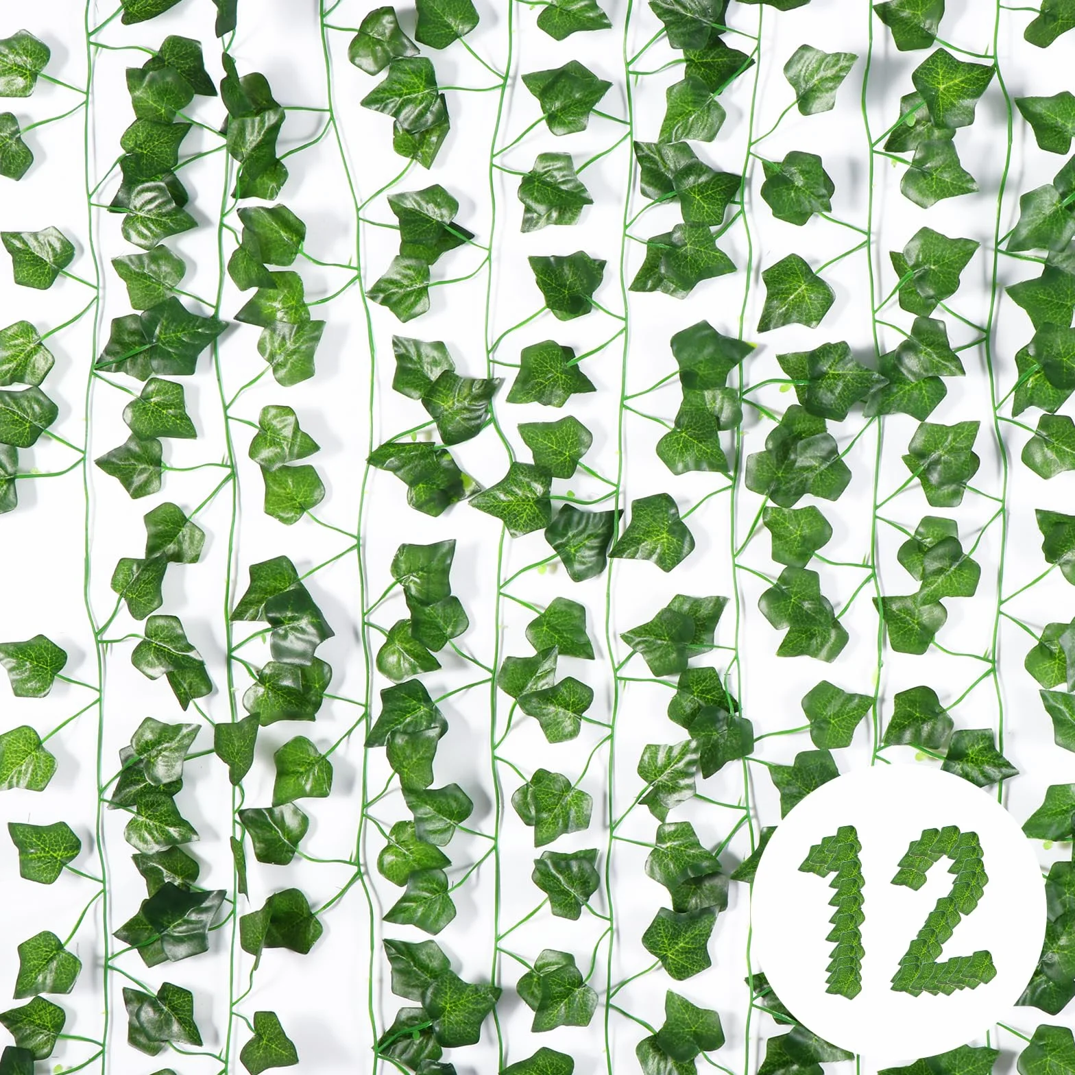 Vinabo Faux Lierre Artificiel 12Pcs 2.1m Lieres Guirlande Vert