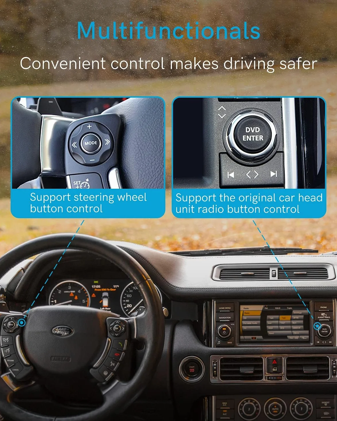 Adapter samochodowy Bluetooth z kablem do iPoda – wysokiej jakości adapter audio Bluetooth do Land Rovera, Range Rovera i Jaguara – Bluetooth 5.0 z dźwiękiem HD