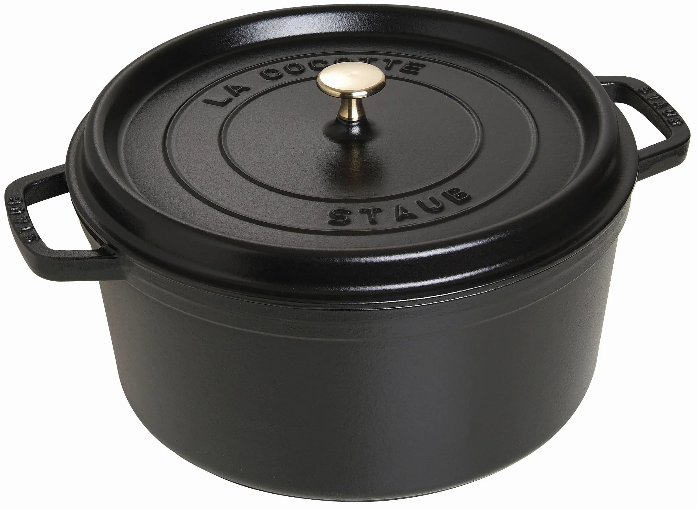 STAUB Cocotte en fonte, faitout tous feux dont induction, ronde, 30 cm, 8,35 L, Made in France, noir