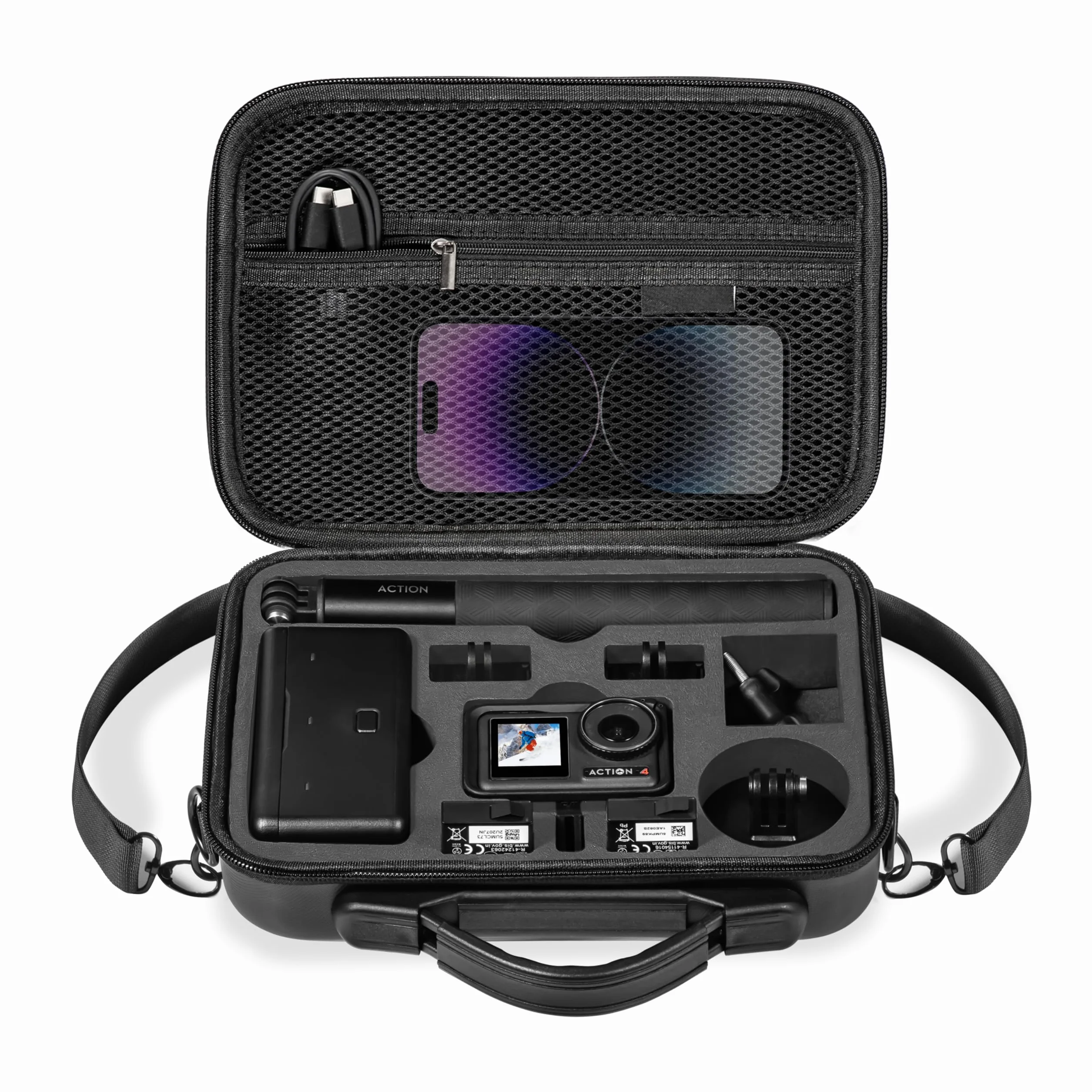 Tomat Action 5 pro torba do przenoszenia, przenośna torba na ramię torba podróżna do akcesoriów DJI Osmo Action 5 pro/Action 4, Black02, Kompaktowe