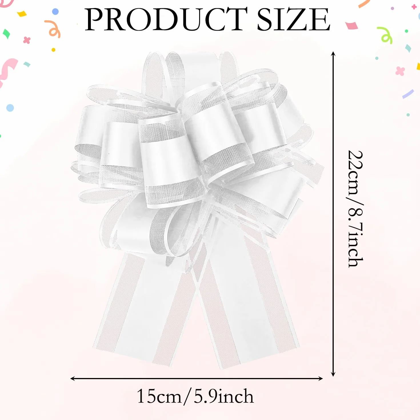 Ruban Blanc Nœuds à Tirer 15 cm Lot de 5 pour Mariage Voiture Décoration