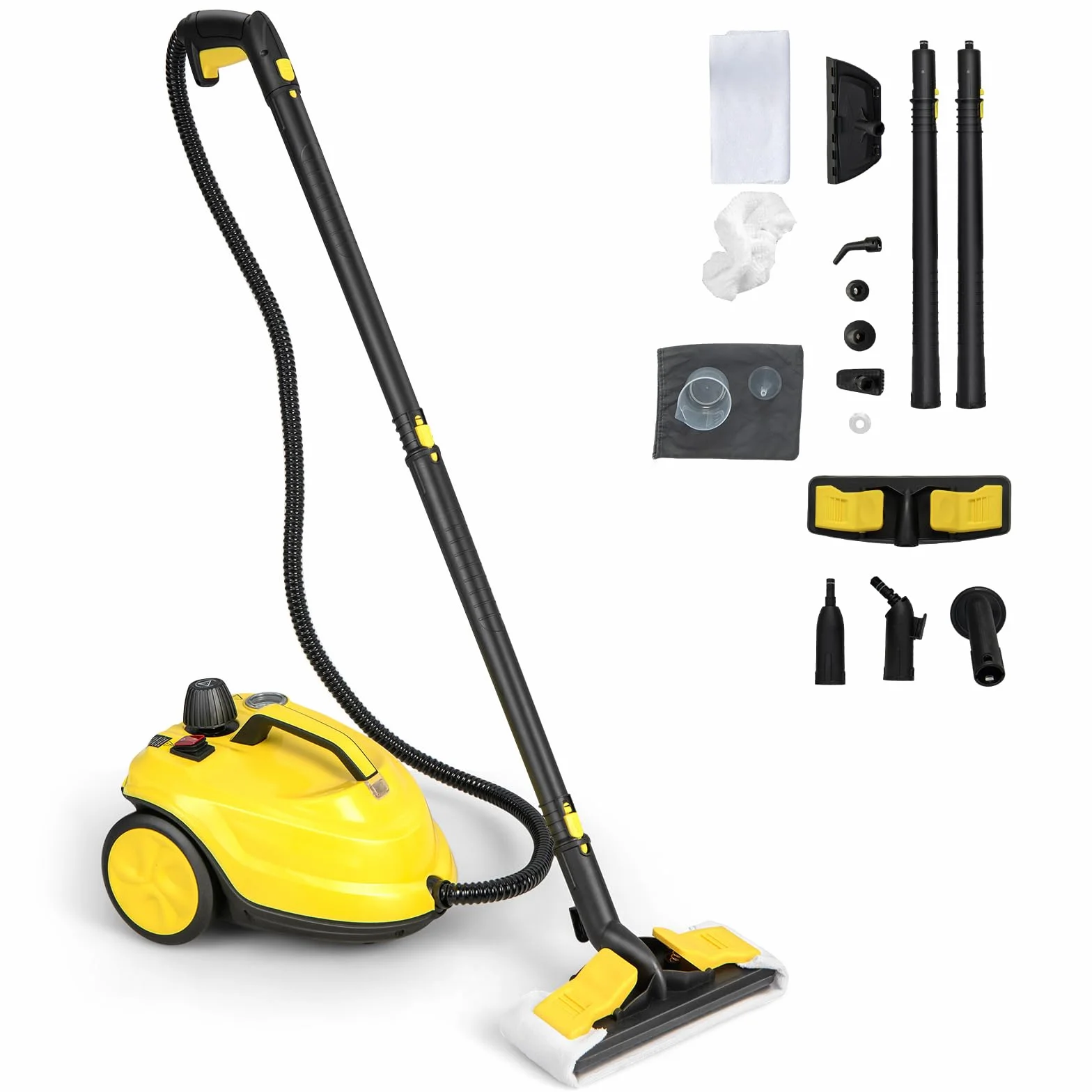 SOARS Nettoyeur Vapeur Puissant 2000W,14 Accessoires, Pression Max 5 Bar, Temp. 160°C, Chauffe Rapide 8 Min, Réservoir 1.8L, Pour Sol, Canapé, Cuisine, Surface 108 m² (Jaune)