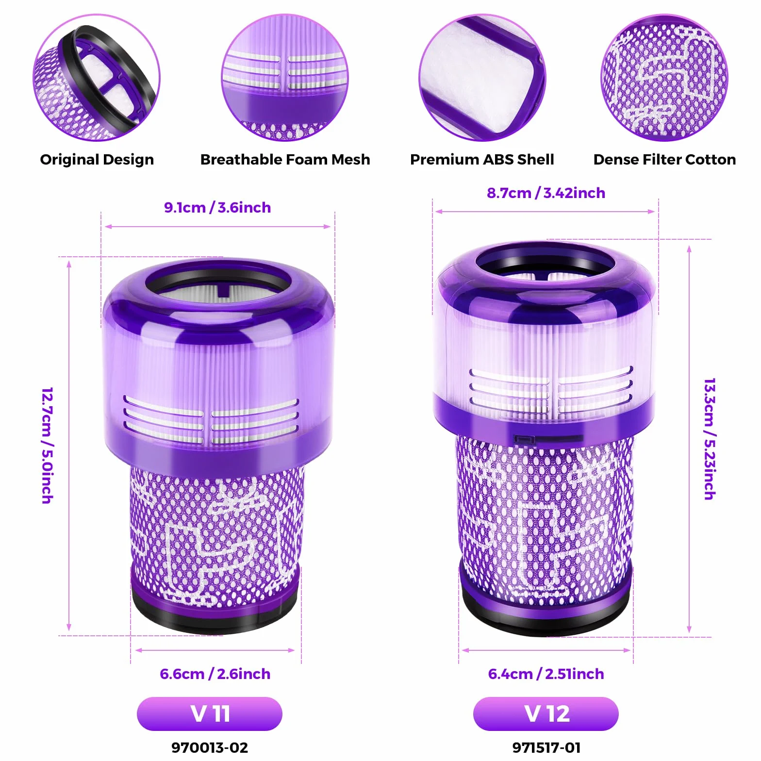 Filtre pour Dyson V11, 3 Packs Remplacement Dyson V11 V15 SV14 SV17 SV22 Aspirateur