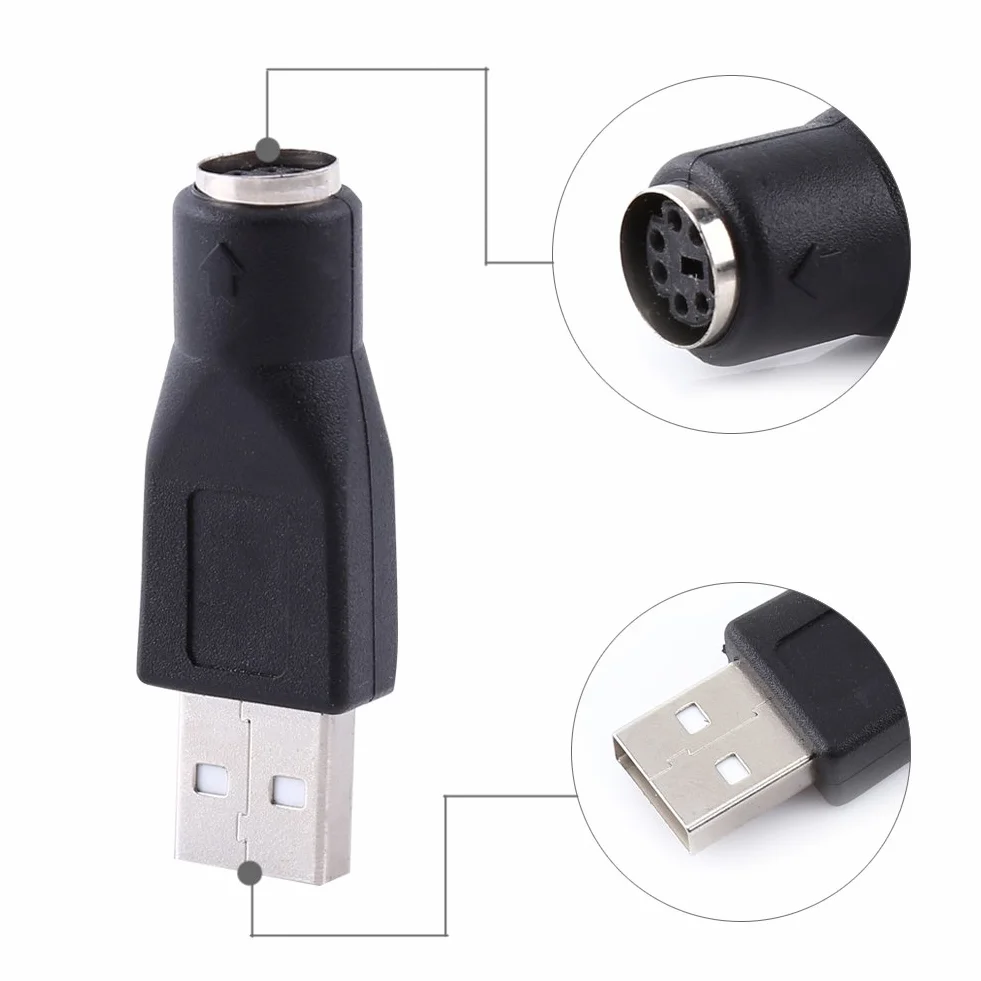 Adaptateur de Clavier USB vers PS/2, USB 2.0 A Mâle à PS/2 Femelle Convertisseur pour PC Souris