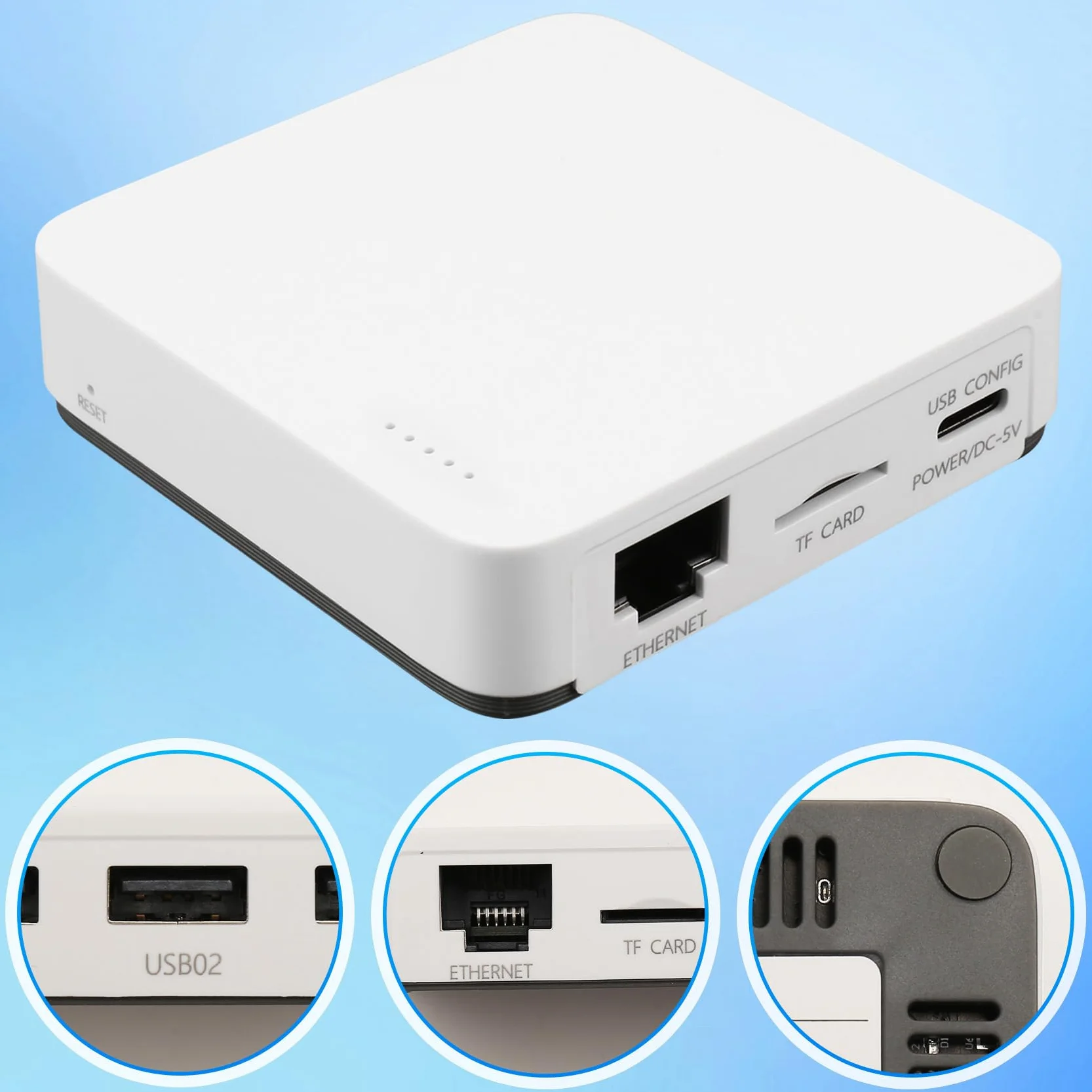 Breeshy Serveur d'impression filaire 3 ports USB réseau 100 M WiFi BT4.0 Prise UE