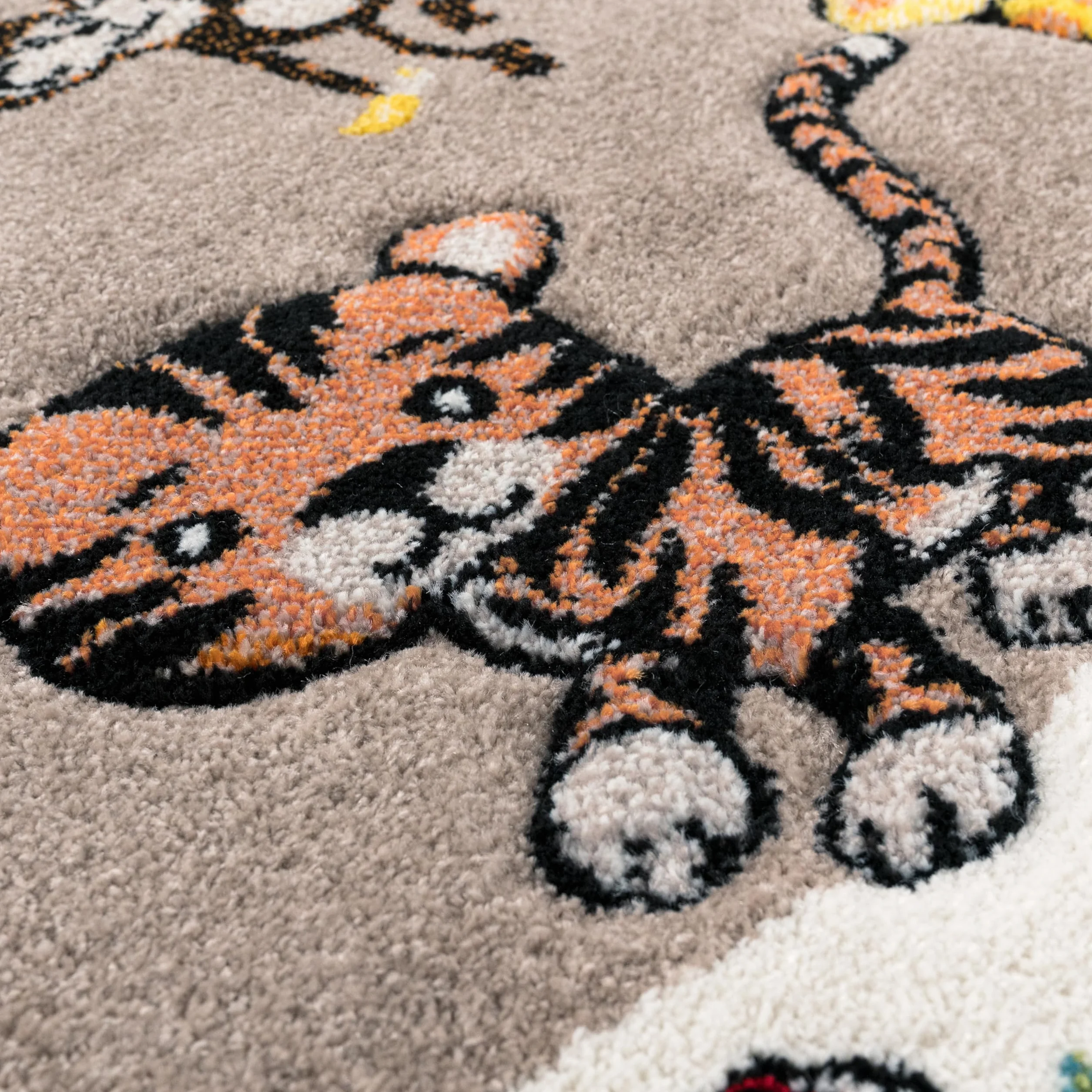Paco Home Tapis Jungle Animaux Beige Crème 120 cm Rond