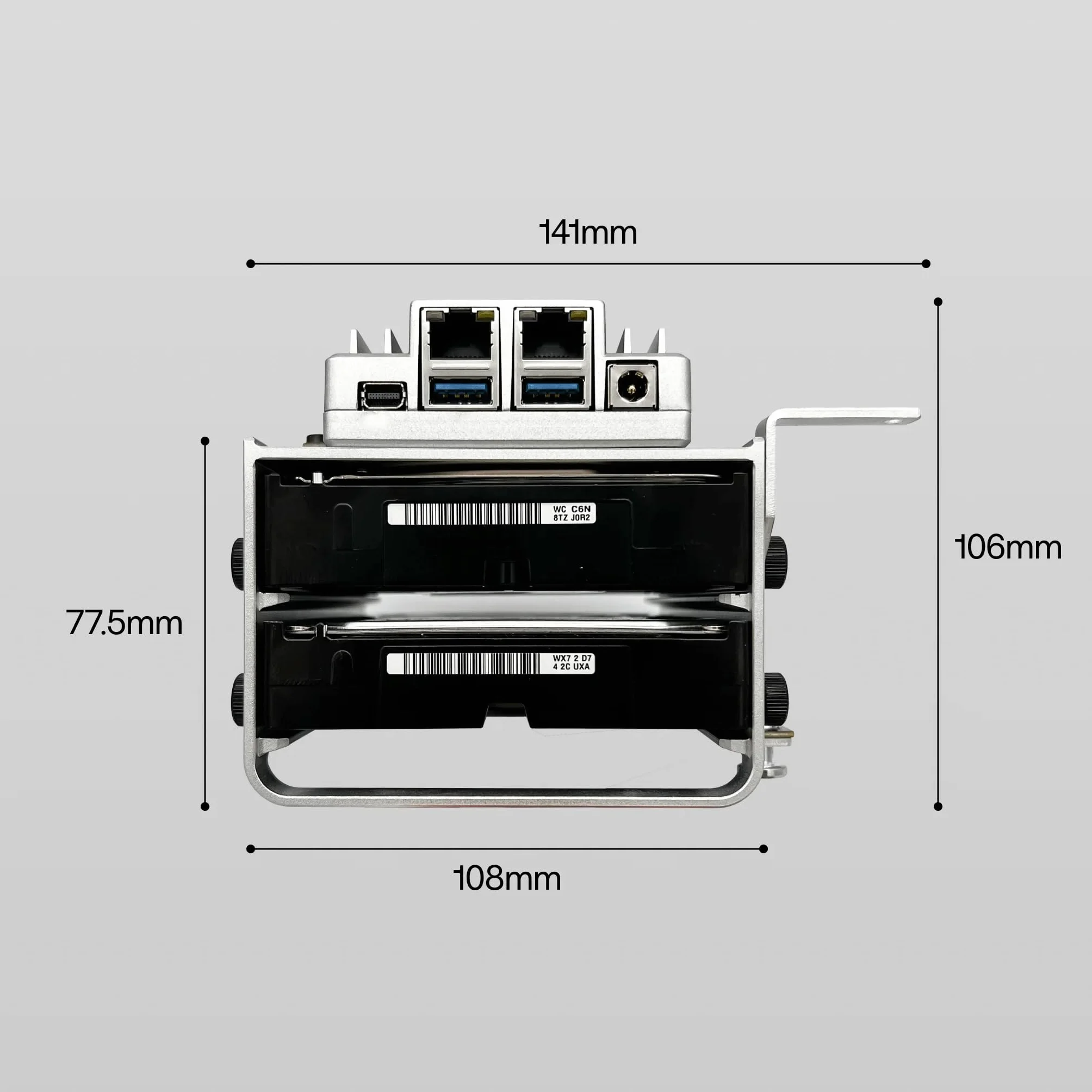ZimaBoard Uchwyt HDD 2-kieszeniowy do ZimaBoard 2, Aluminiowy stelaż na dwa dyski 3,5", Kompaktowa rama NAS/serwera domowego, Łatwy montaż, Przyjazny dla kabli układ, Srebrny