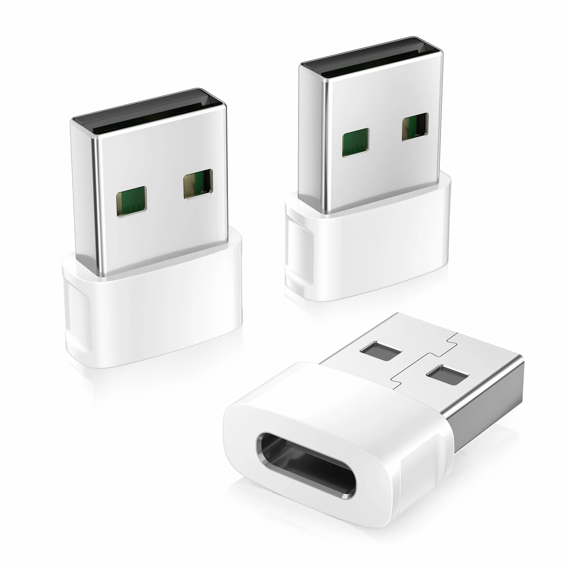 BASESAILOR Adaptateur USB vers USB C 3Pack, Convertisseur Type C Femelle vers A Mâle pour iPhone 17 16 15 Pro, Samsung S26