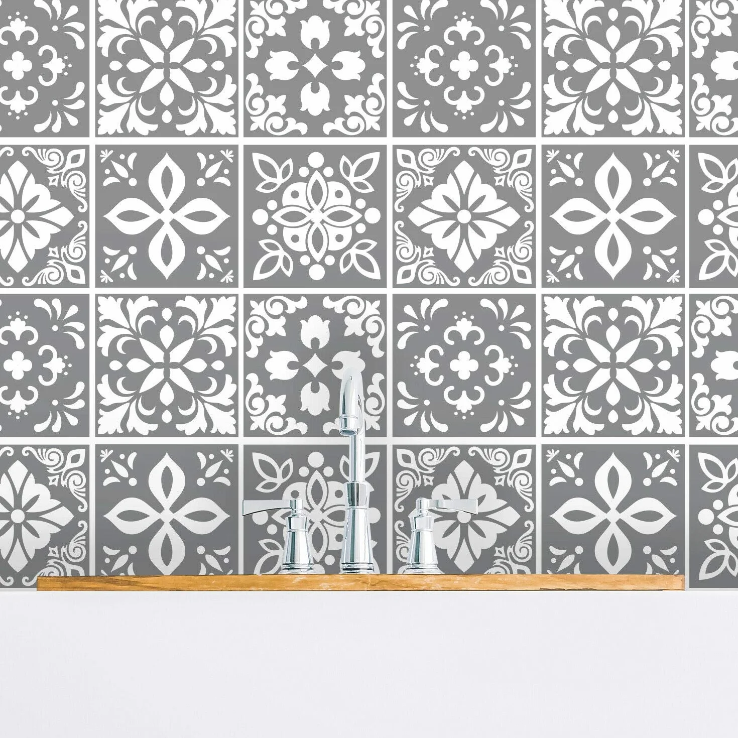 WALPLUS Credence Adhesive Cuisine 15x15 cm Carrelage Mural Peler et Coller Gris Foncé 24 Pièces