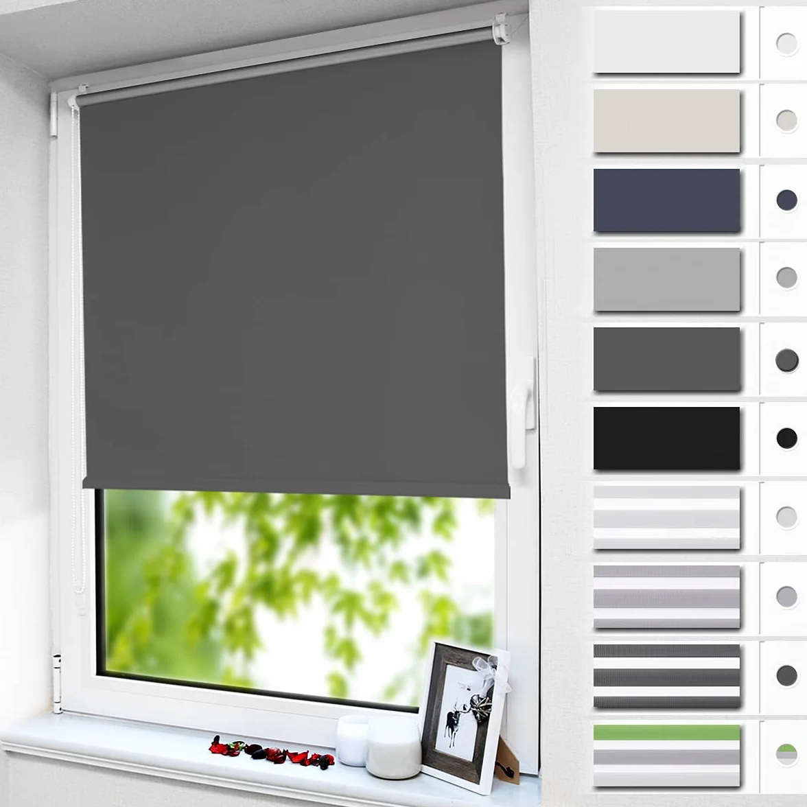 Store Occultant sans Perçage 50x100 cm Gris Foncé Isolant Opaque pour Fenêtre
