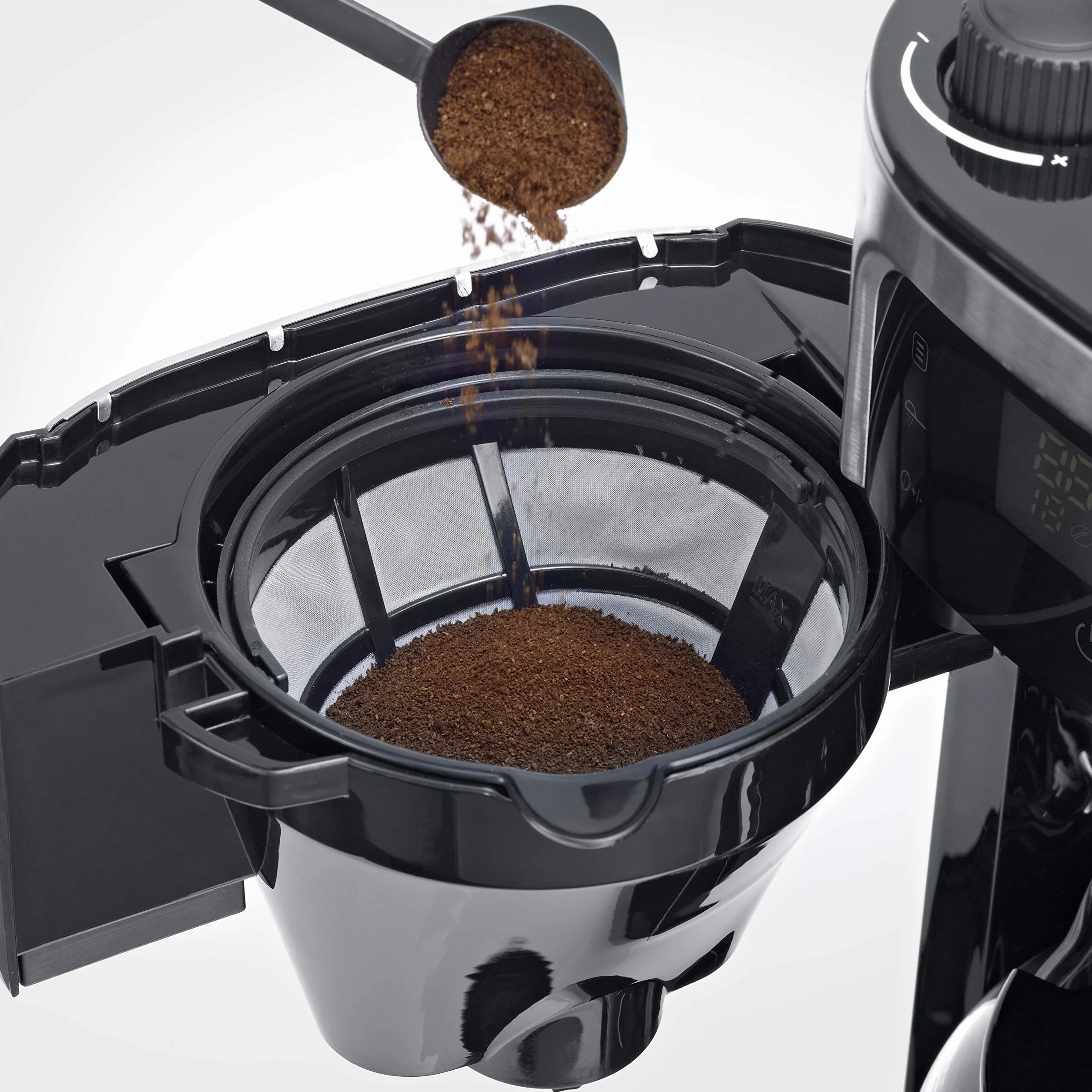 SEVERIN Cafetière Filtre Avec Broyeur, 1 000W, 1,4L, Jusqu'à 10 tasses, Sélecteur d'arôme, Ecran tactile, Inox Brossé/Noir,KA 4813, 43.50