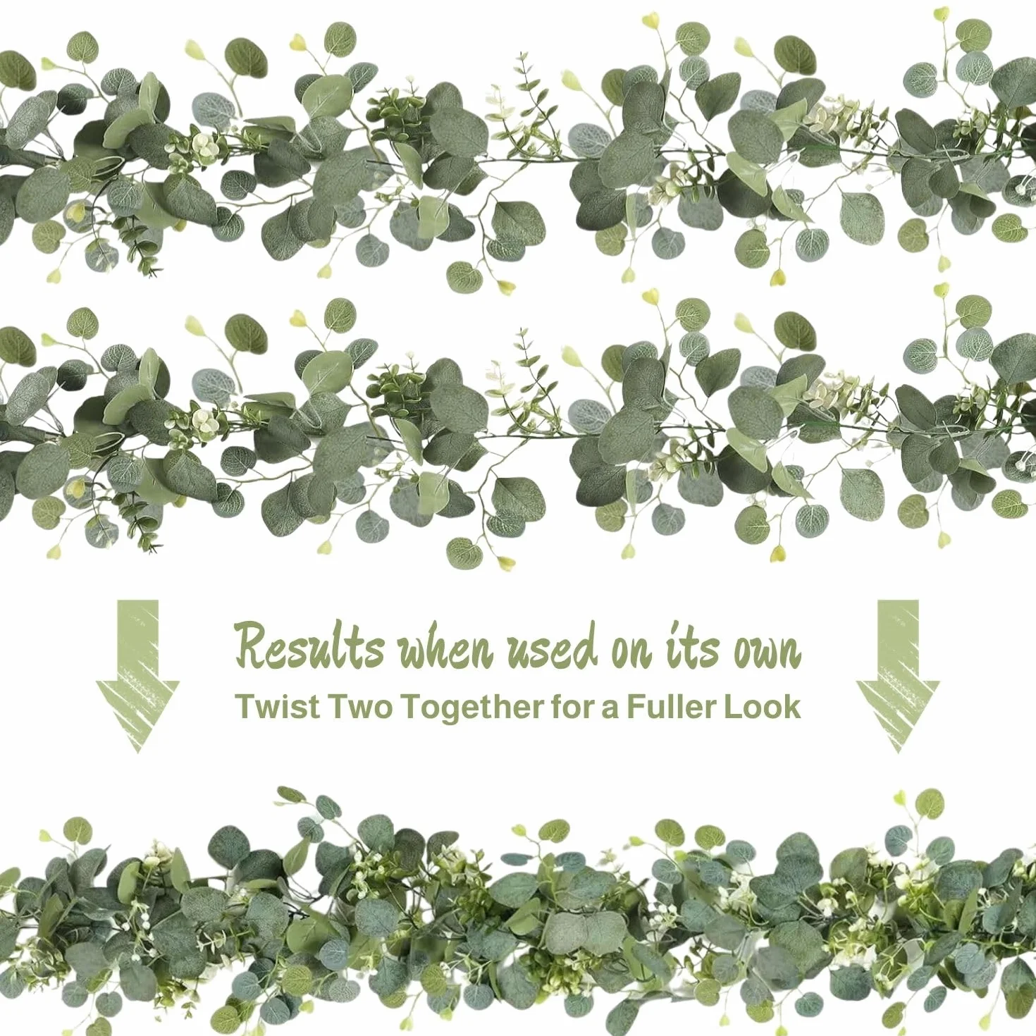 Guirlandes d'eucalyptus artificielles 1,8 m lot de 2 décoration verte pour mariage fête jardin