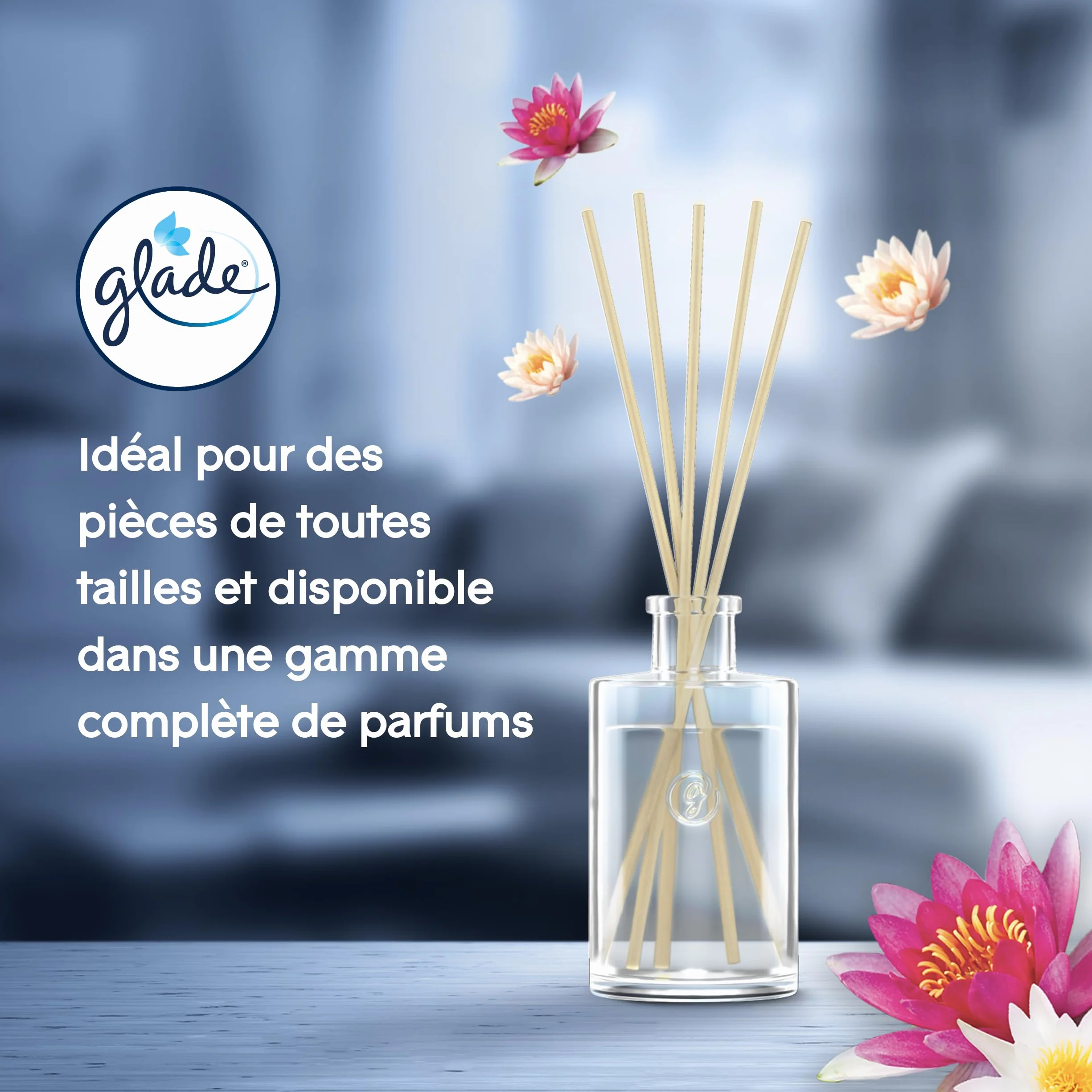 Glade Bâtonnets Diffuseur de Parfum aux Huiles Essentielles Romantic Vanilla Blossom 3x50ml