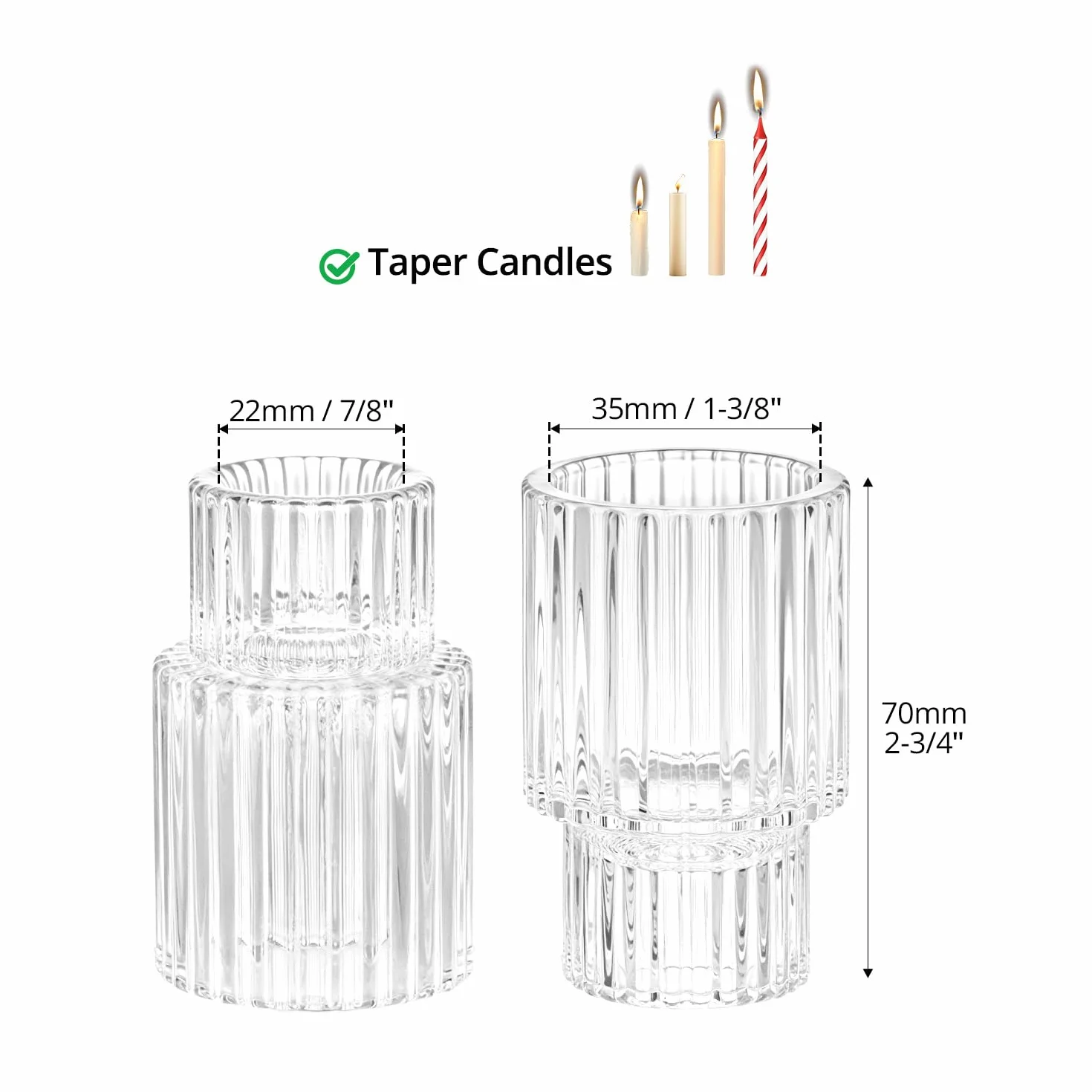 QWORK® 20 Pièces bougeoirs en Verre, Porte-Bougies 6 cm, pour Mariages, fêtes, décoration intérieure