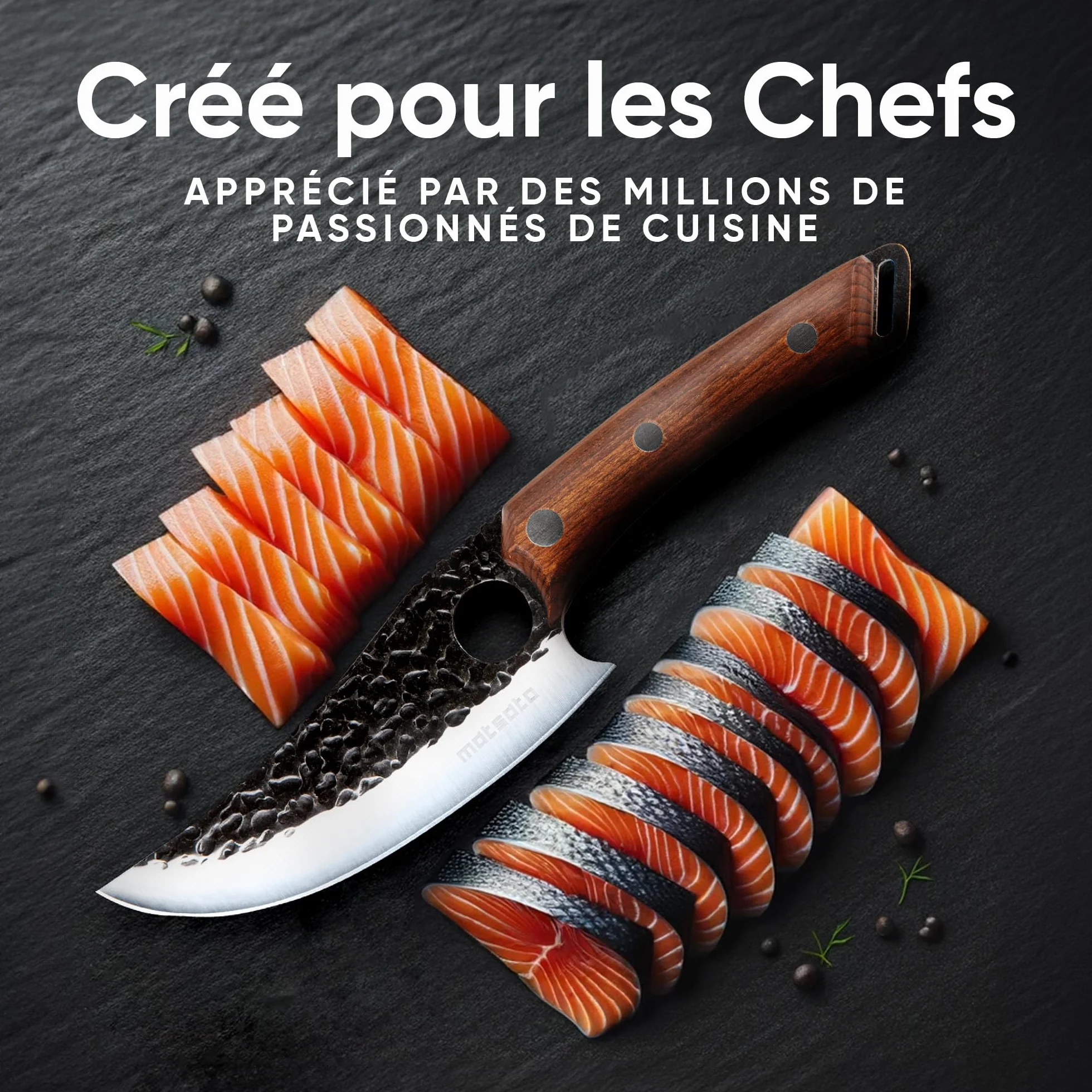 Matsato Couteau de Chef Acier Japonais Tranchant Viande Légumes