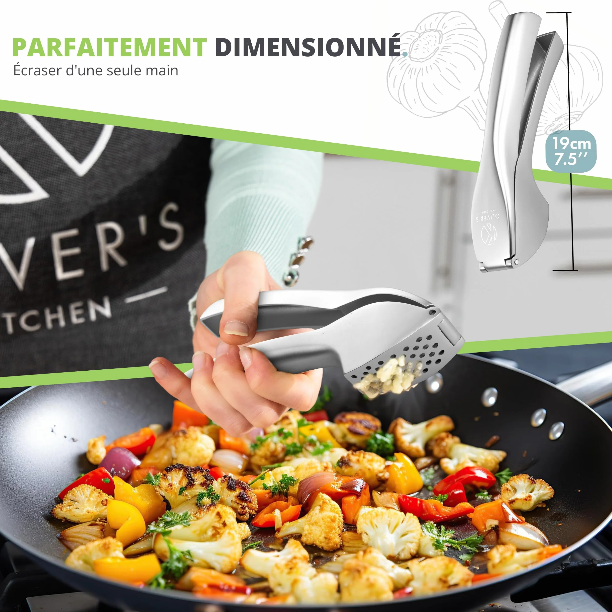 Oliver's Kitchen Presse Ail Premium - Hachoir et Broyeur Facile à Nettoyer
