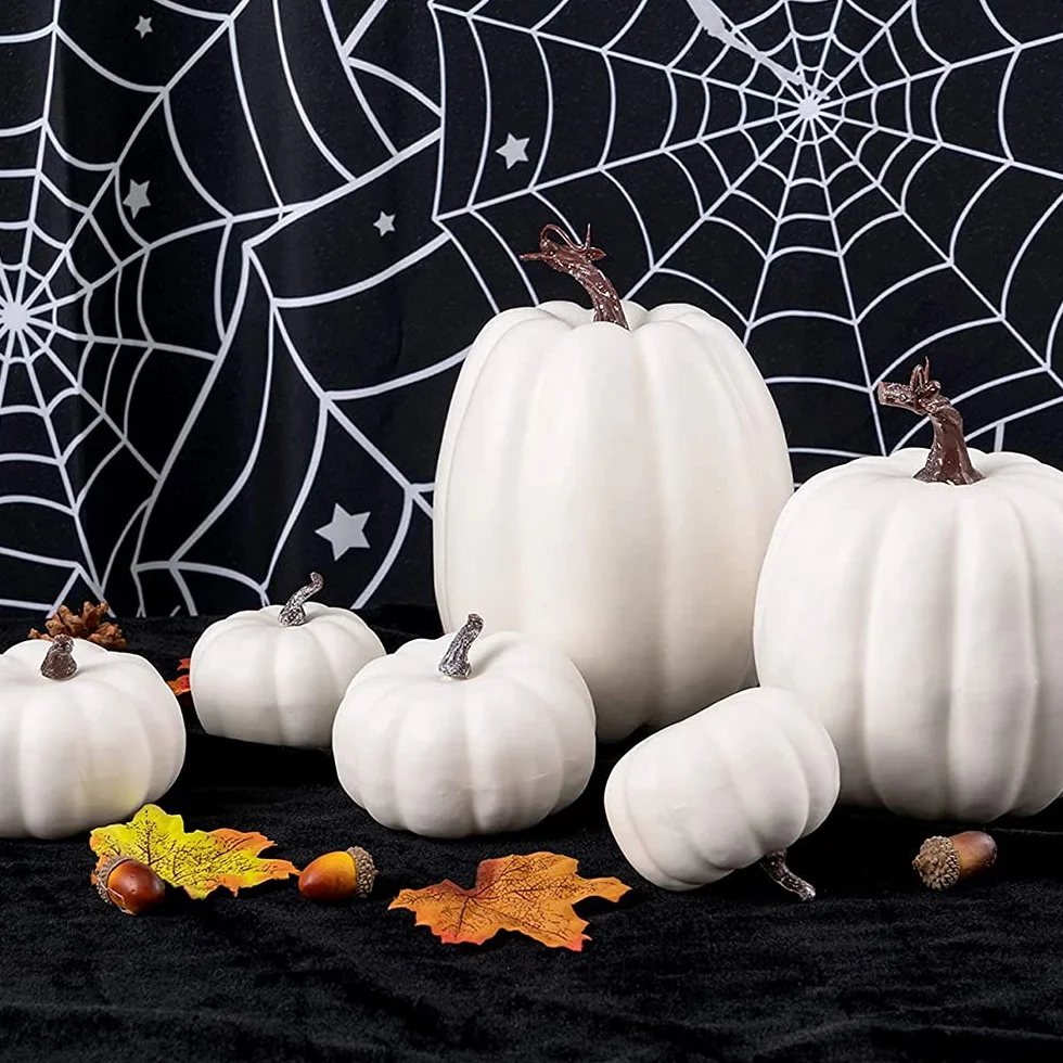 Lot de 7 citrouilles artificielles blanches décoration automne Thanksgiving Halloween