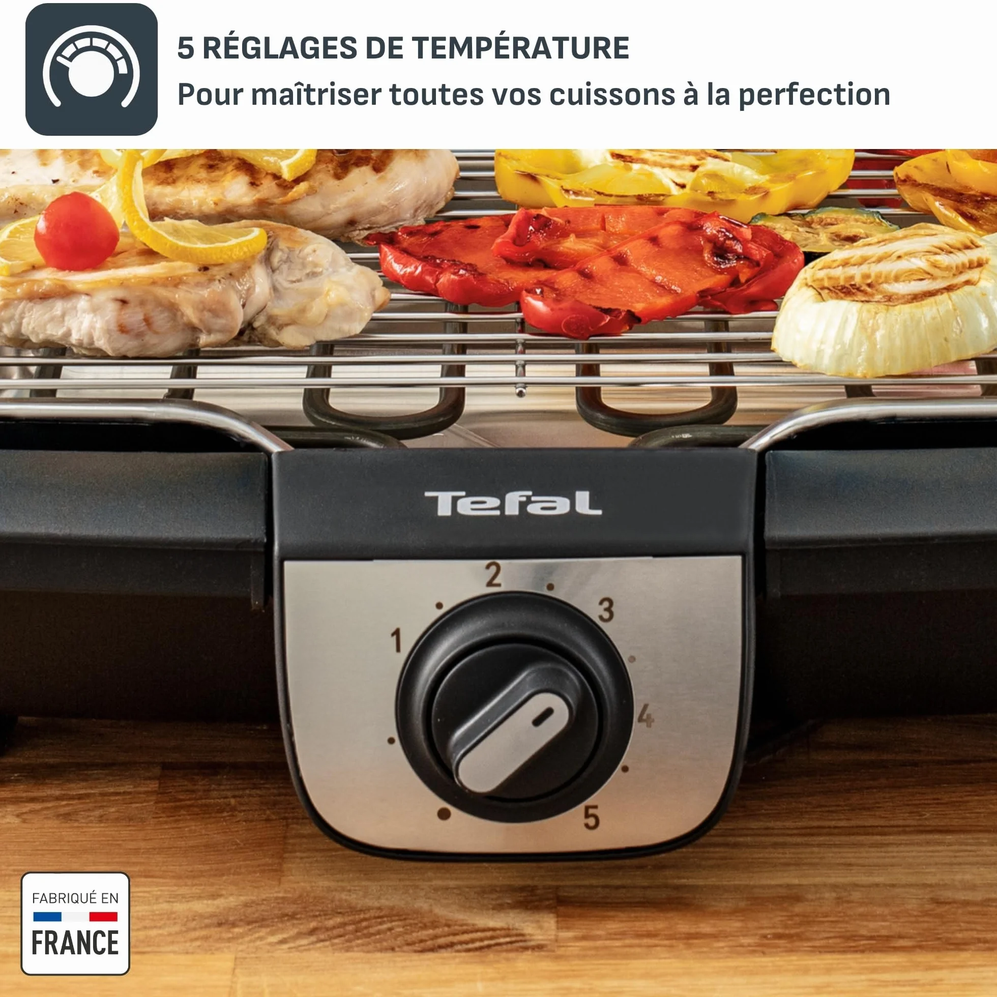 Tefal EasyGrill XXL Barbecue électrique 2500W Grille Inox Surface extra-large 5 températures Pieds Amovibles