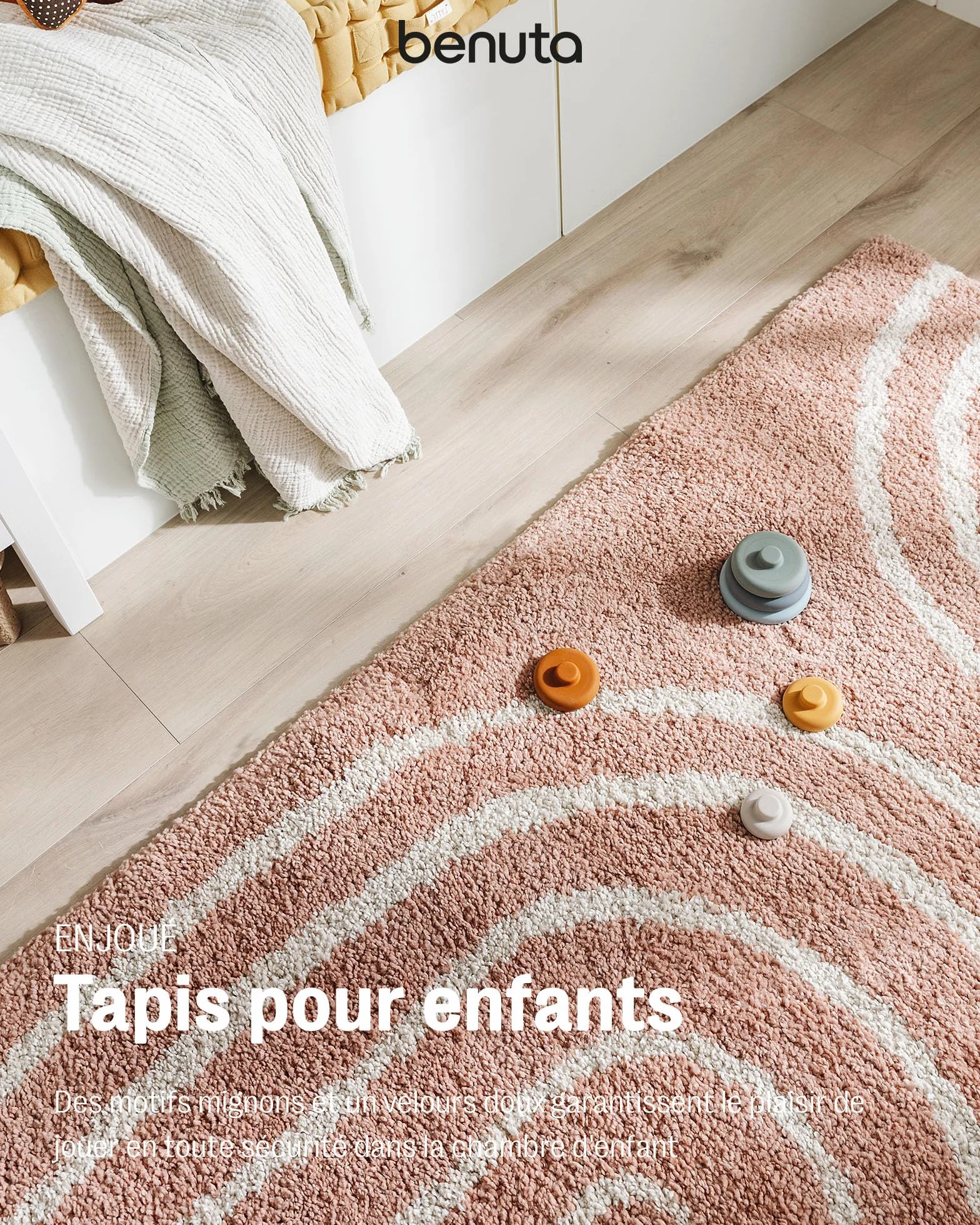 Tapis Enfant Gobi Rose 80x150 cm Lytte Rectangulaire Fausse Fibre Motifs Bebe Scandi Facile Entretien