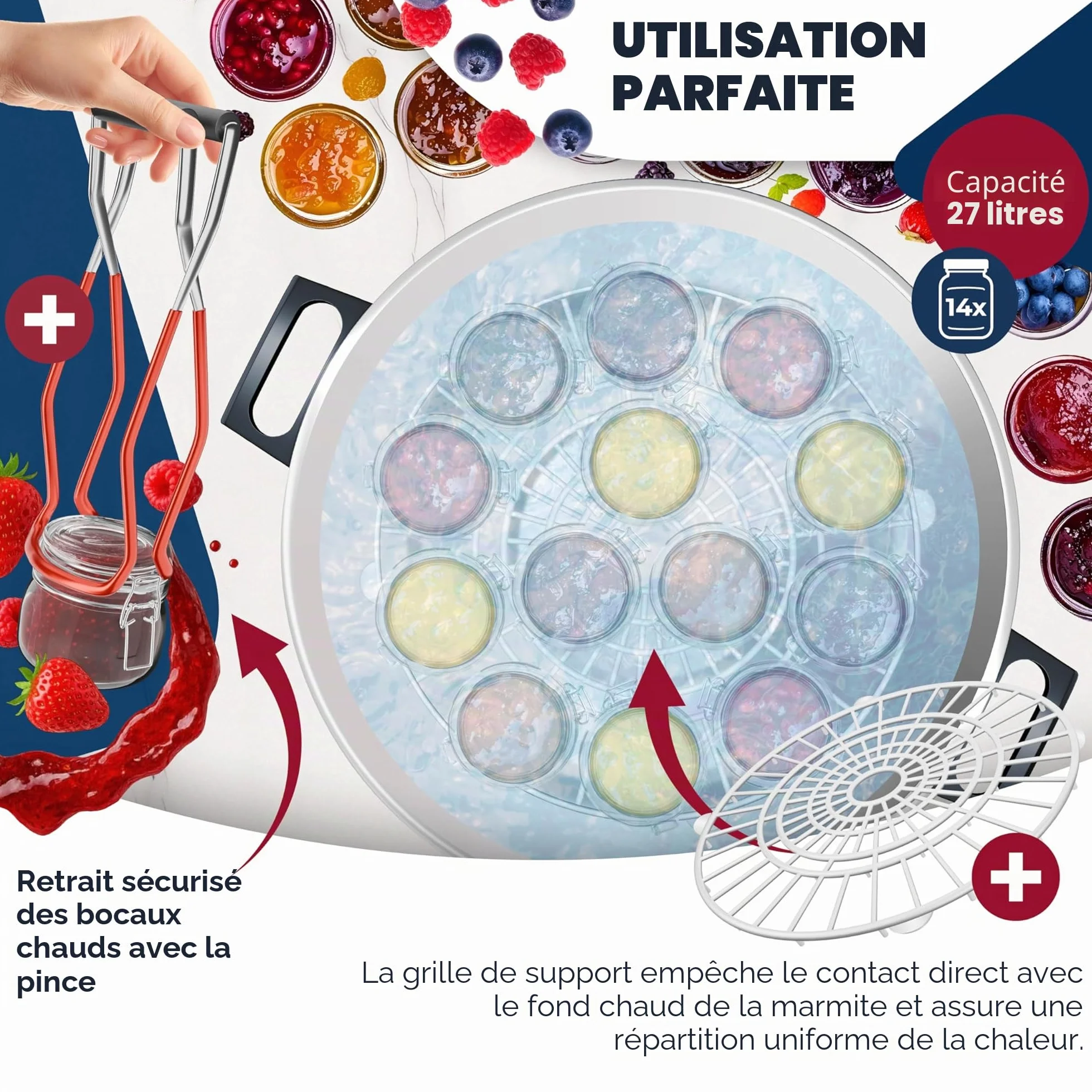 Autocuiseur KESSER 27 litres, acier inoxydable | 1800 watts | Température de 30 à 100 °C | Fonctionnement continu | Arrêt automatique Autocuiseur automatique blanc
